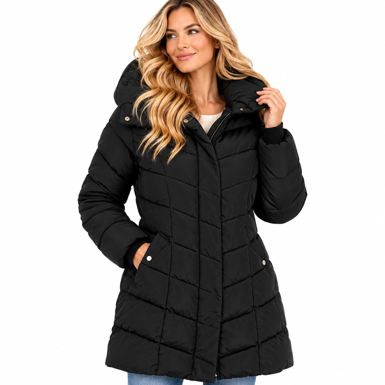 Womens Long Parka Jacket - Midweight Insulated Winter Coat
