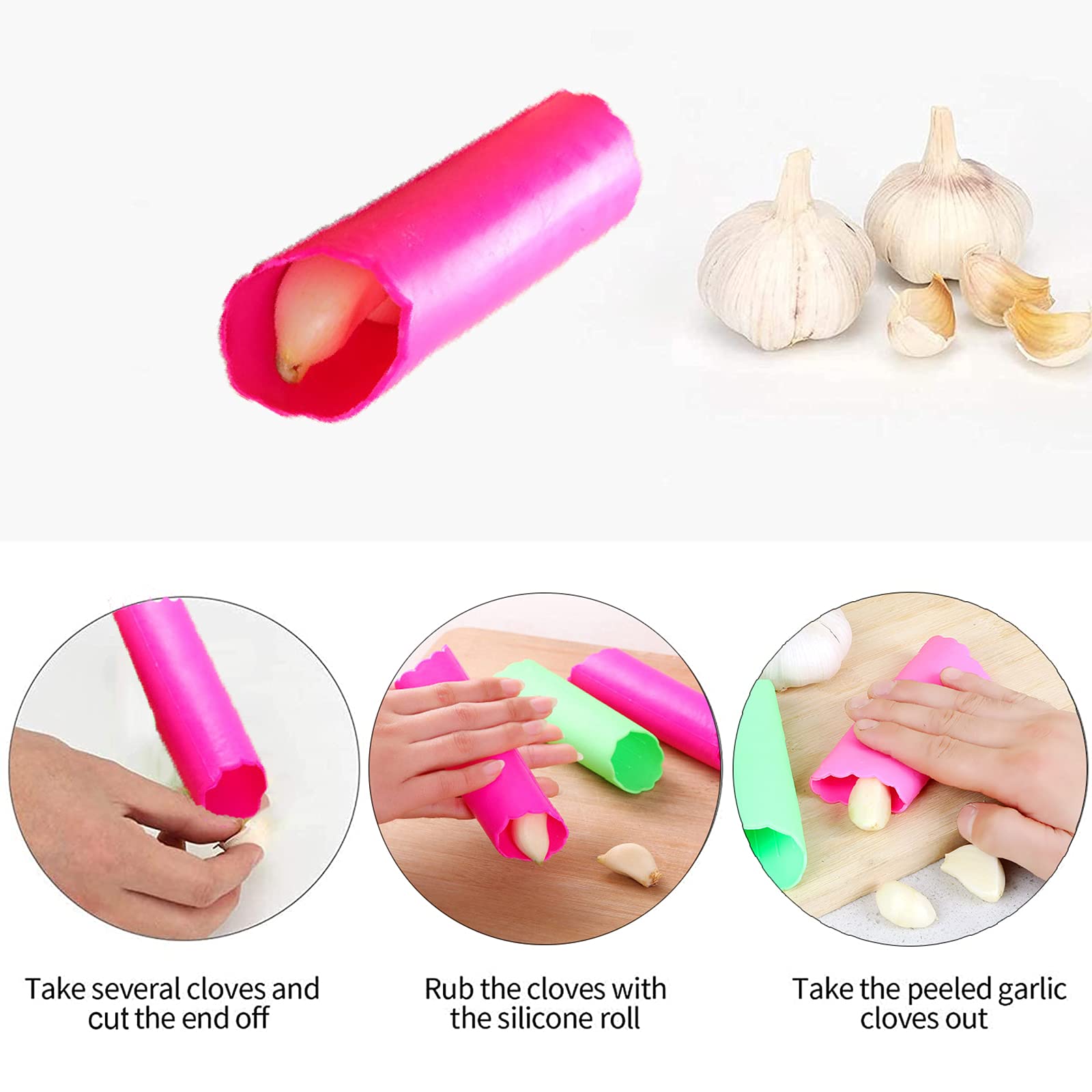 Presse-ail Plastique Rouleau éplucheur D'ail Ail Peeler Crusher Cuisine Gingembre Ail Crusher Multifonctions Appareil D'ail Cadeaux pour Parents, Amis, Hommes et Femmes, Amateurs de Cuisine, 2 pièces