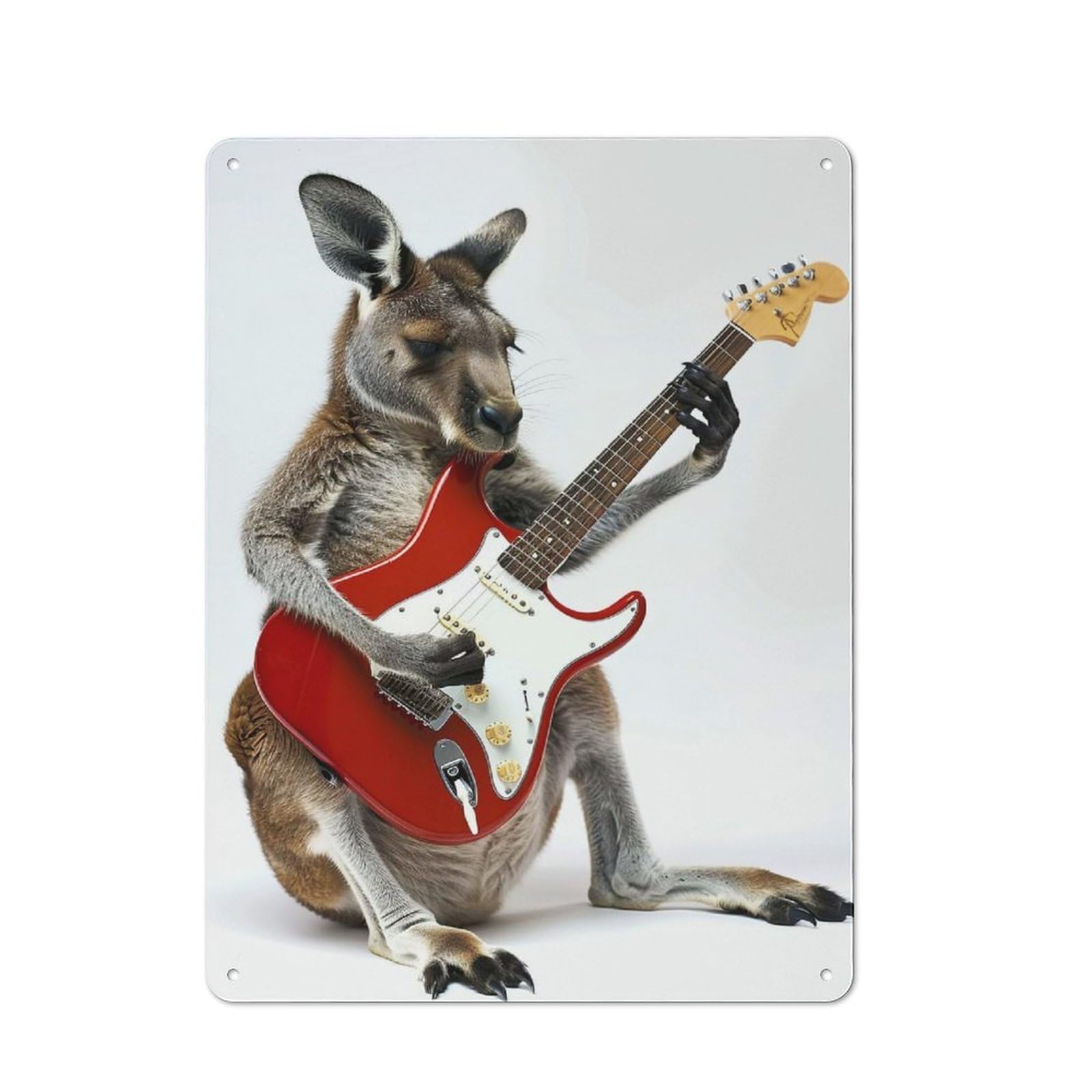 Junmoney Style-11 Classic Vintage Metal Sign 40X30cm Featuring Kangaroo Guitar, Classic Pub Decor For Bar, Kitchen, Garage Or Games Room