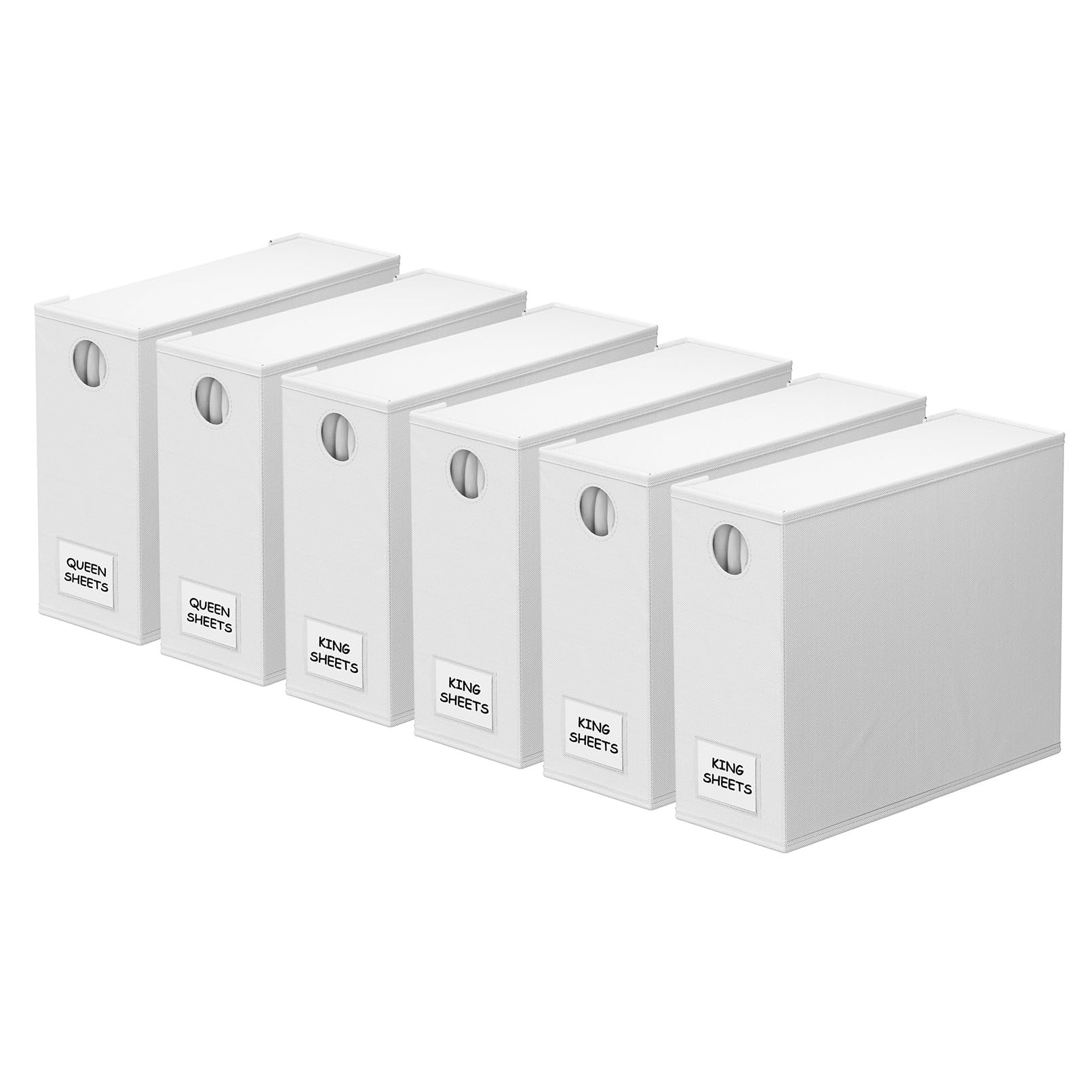 SpaceAid 6 Pack Bed Sheet Organizers and Storage, Foldable Sheet Organizer with Window for Linen Closet, Set Folder Keeper for Queen & King Size Bedding Storage (White)