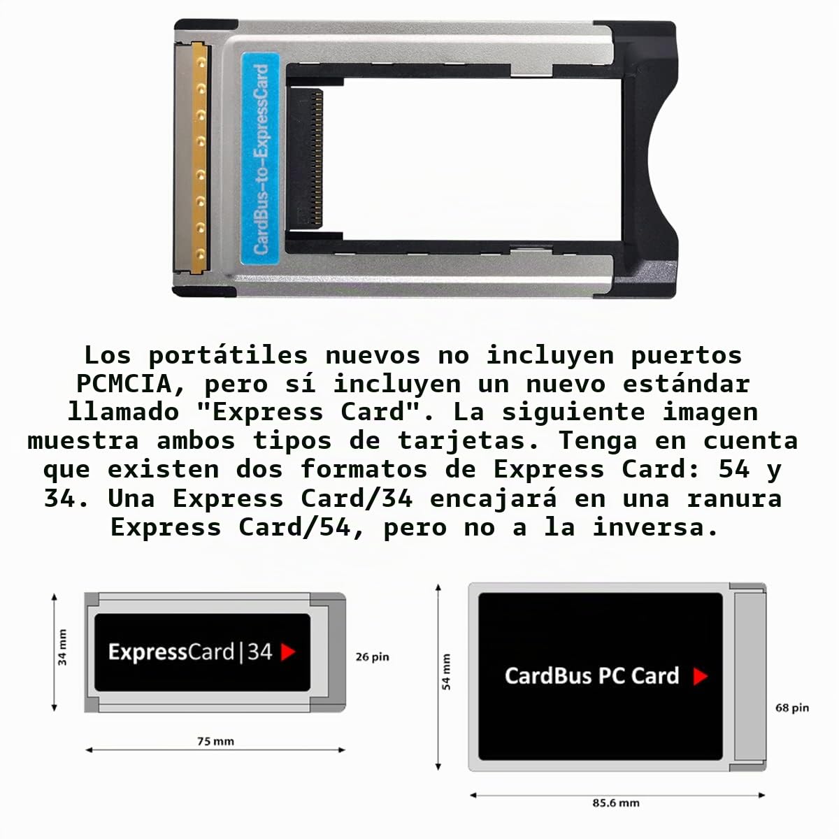 Convertidor CY ExpressCard a PCMCIA de 34 mm a 54 mm, Adaptador ExpressCard/34 a CardBus, basado en USB, Compatible con Windows, FBA-EP-024, 8541643891
