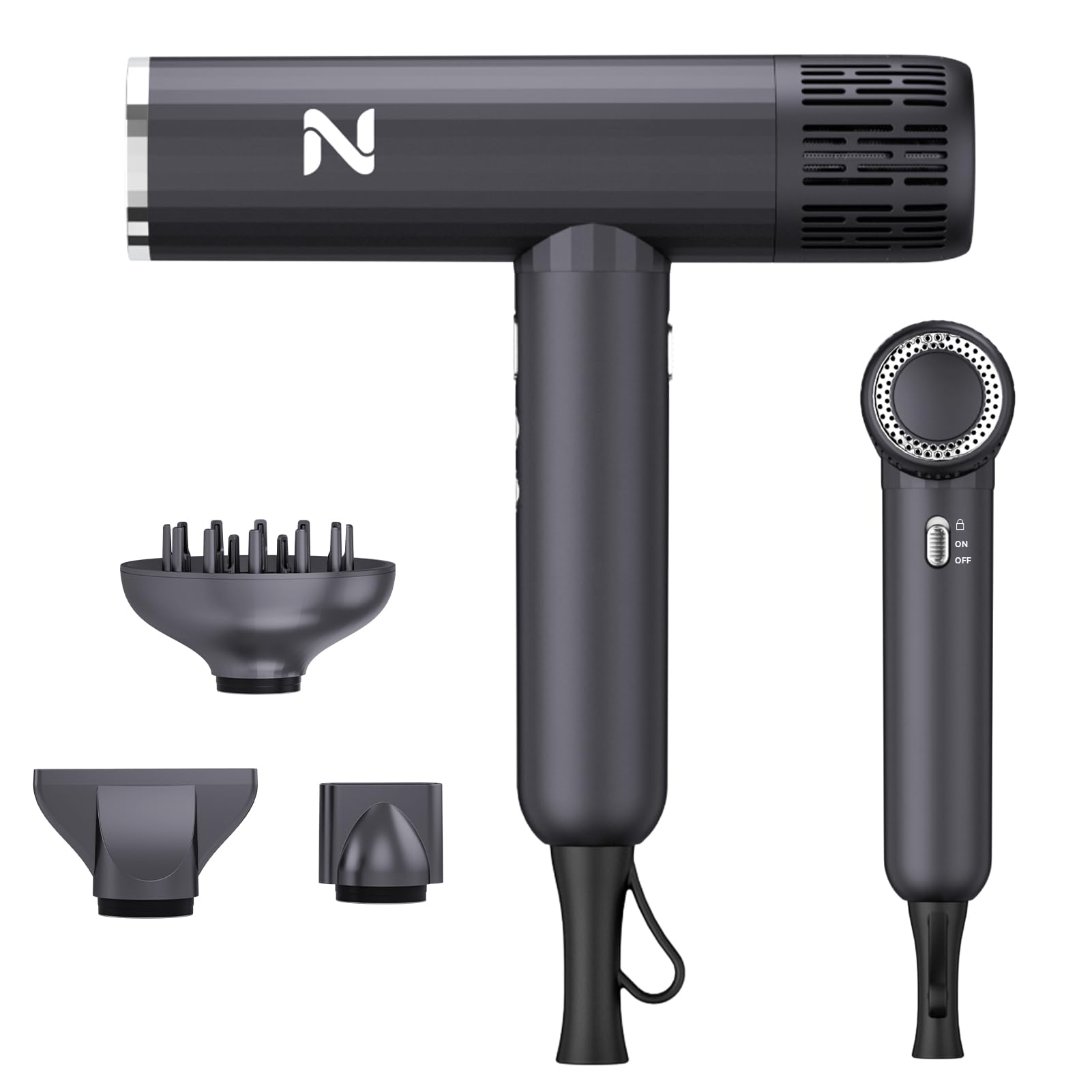 Ionic Professional Hair Dryer with Diffuser for Curly Hair 1600W 110000RPM High Speed Blow Dryer for Women Fast