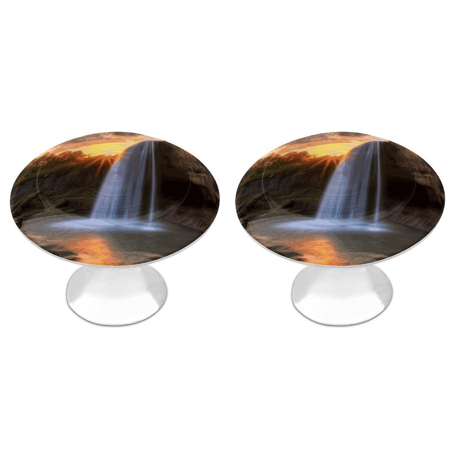 FekiLoot Waterfall at Sunset Cabinet Knob Kitchen Drawer Knob Stainless Steel Round Drawer Pulls Modern Cabinet Hardware Vintage Dresser Drawer for Kitchen Bathroom Closet Dresser Cabinets
