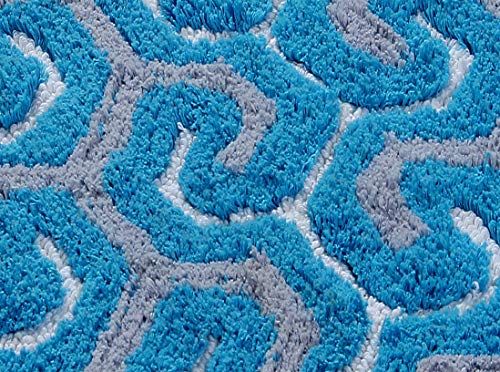 Image of AAZEEM Traditional Door Mat (Turquoise, Cotton, 16 inch x 24 inch)
