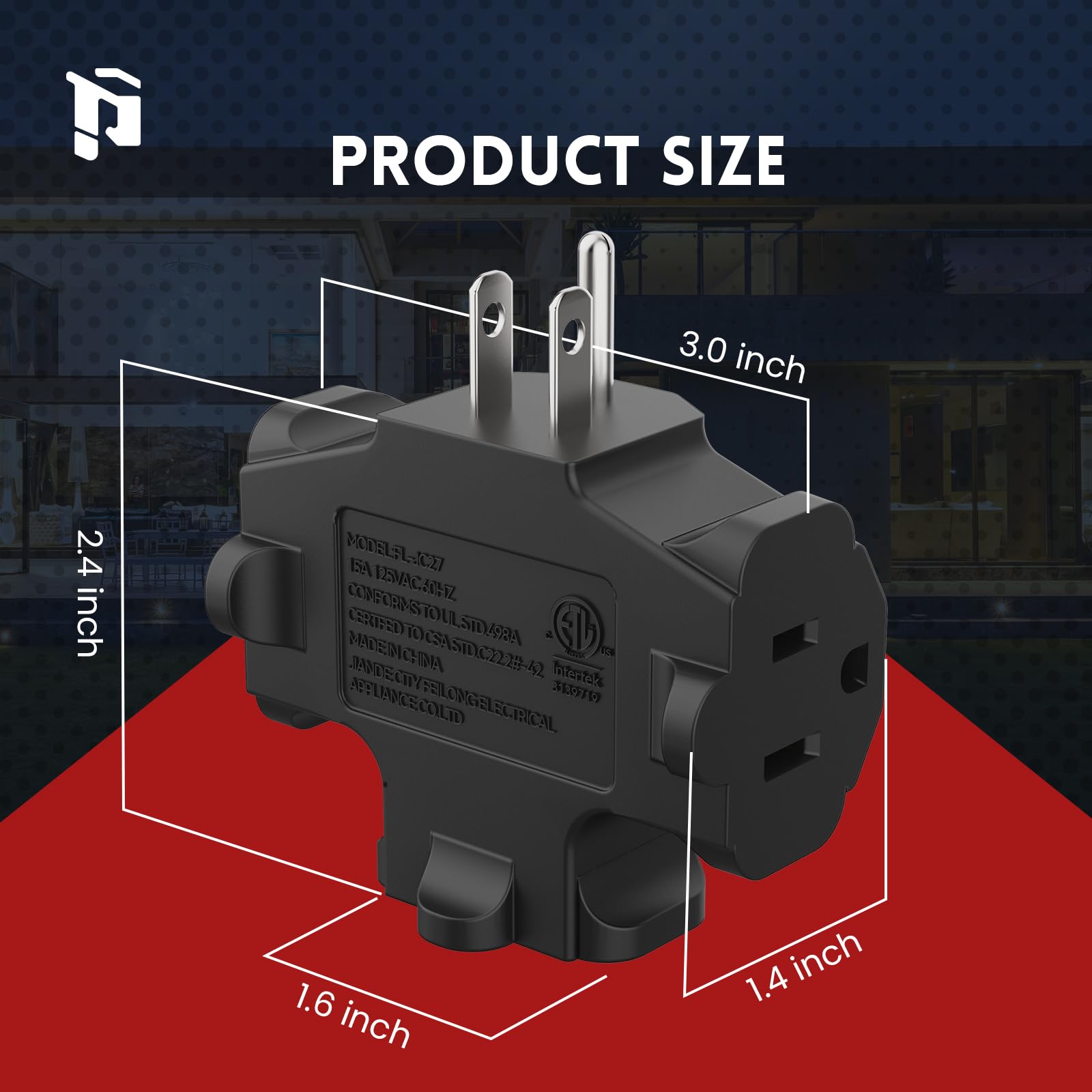 PLUGTUL 3-Way Plug Adapter - 3 Outlet Expander -6 PLUGTUL 3-Way Plug Adapter - 3 Outlet Expander -6