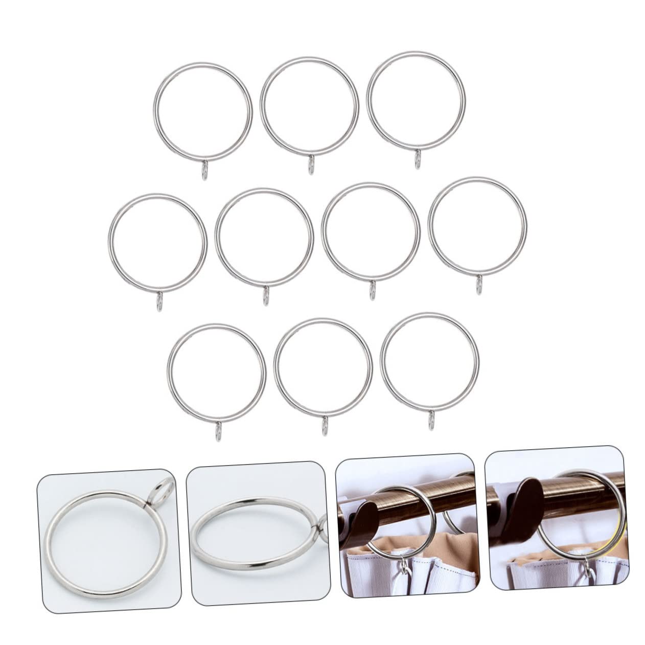 VOSAREA 30pièces Anneaux De Rideaux Acier pour Et Fenêtres Fixations pour Tringles à Rideaux Résistants Et