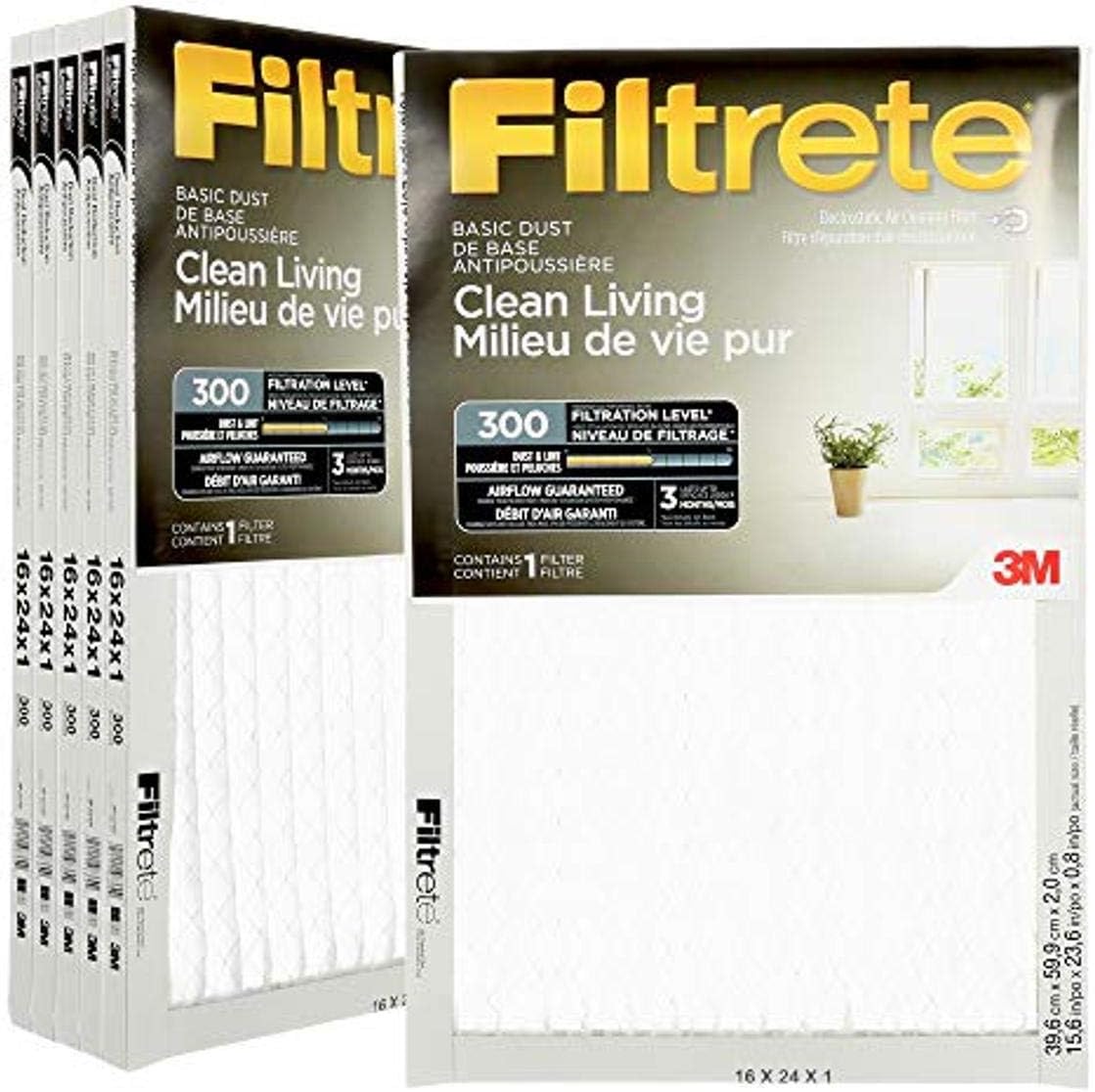Filtrete 16x24x1 Furnace Filter, MPR 300, MERV 5, Clean Living Basic