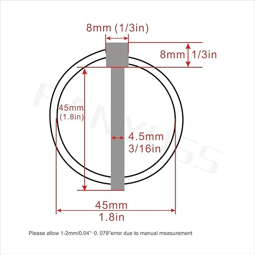 Miniatura 2 de Par de acero inoxidable 316 de diámetro. 0.177 in (316 pulgadas) Tractores agrícolas Remolques excavadoras Lynch Pin enganche pasadores remolque