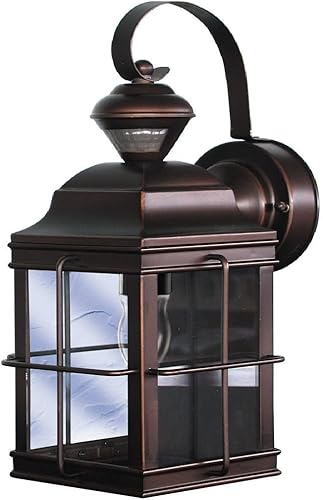 Globe Electric HZ-4144-AZ Dual Brite Luz decorativa regulable activada por movimiento, 120 Vac, 100 W, 60 Hz, 30 pies, 150 grados, bronce antiguo,
