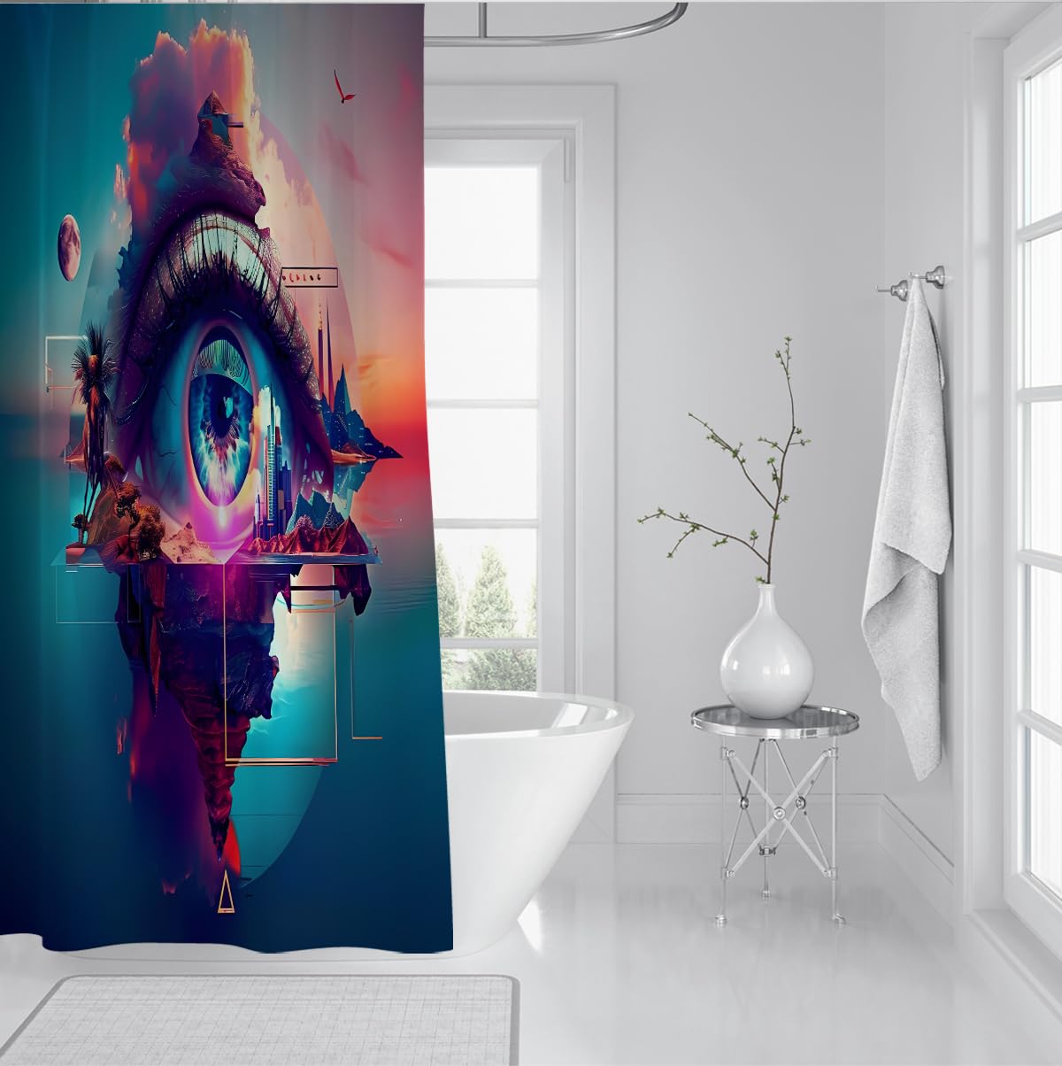 Rideau de Douche Salle de Bain œil Mystique Abstrait 200 x 220 cm