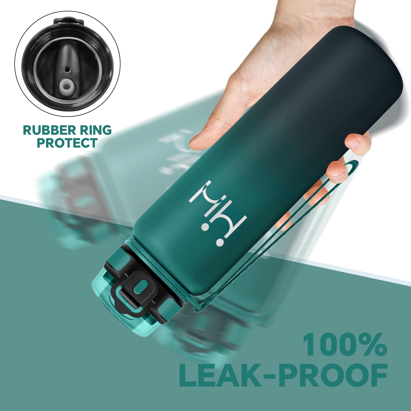 Borraccia Termica 1 litro - Borraccia Termica - Senza BPA - Bottiglia Termica Con Cannuccia- Borracce Termiche - Mantiene Caldo per 12 Ore/Freddo 24 Ore, Borracce per Sport, Ciclismo, Trekking - 4