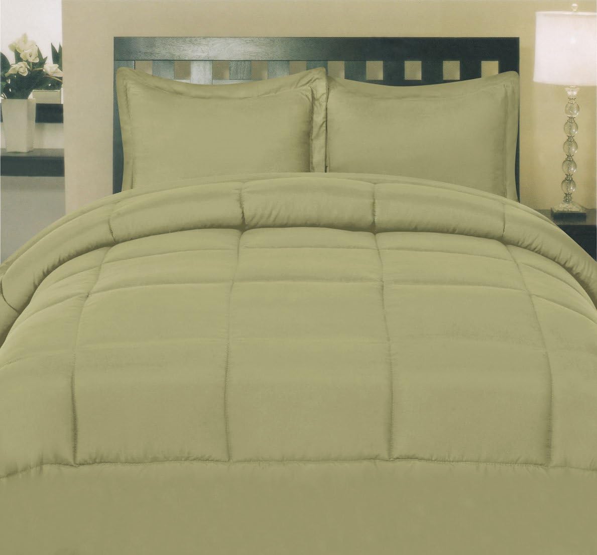 Sweet Home Collection Luxury 5 Piece Bed-in-A-Bag Solid Color Comforter and Sheet Set, Twin, Sage