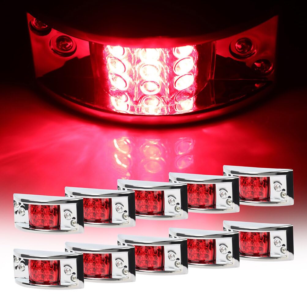 LBRST 10x Rectangular Armored-style Clearance Side Marker Light Chrome 12LED Trailer Clearance Light for Truck Trailer Truck Trailers Cart Untility