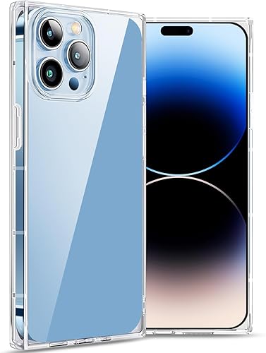 Funda cuadrada compatible con iPhone 15 Pro Max de 6.7 pulgadas, funda transparente con esquinas cuadradas reforzadas para iPhone, funda protectora