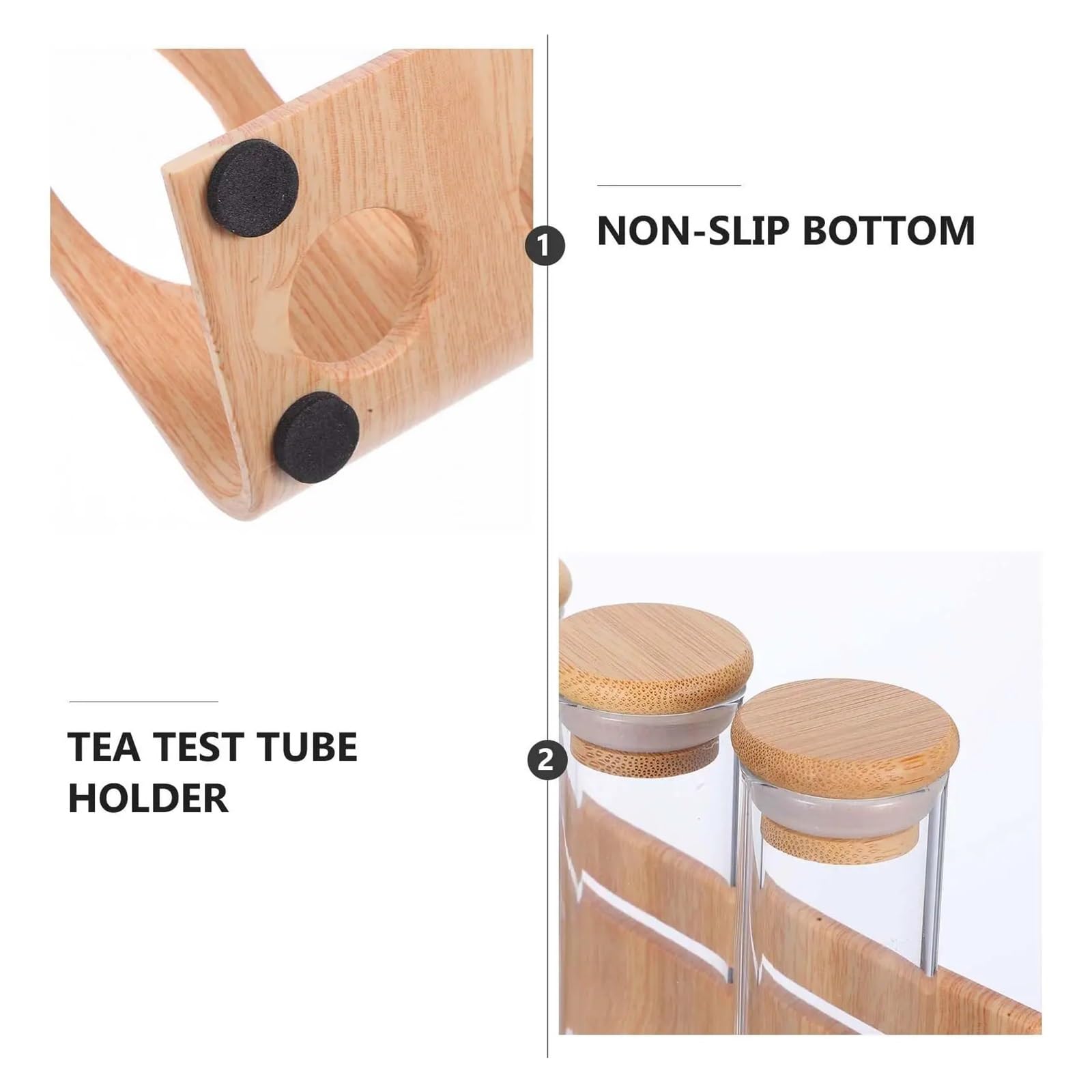 yingyingjia Kaffeebohnen-Präsentationsglas, 12 Reagenzgläser, Holzregal, versiegelte Aufbewahrung, klare Glasflasche, Gewürzaufbewahrung, multifunktionales Röhrchen