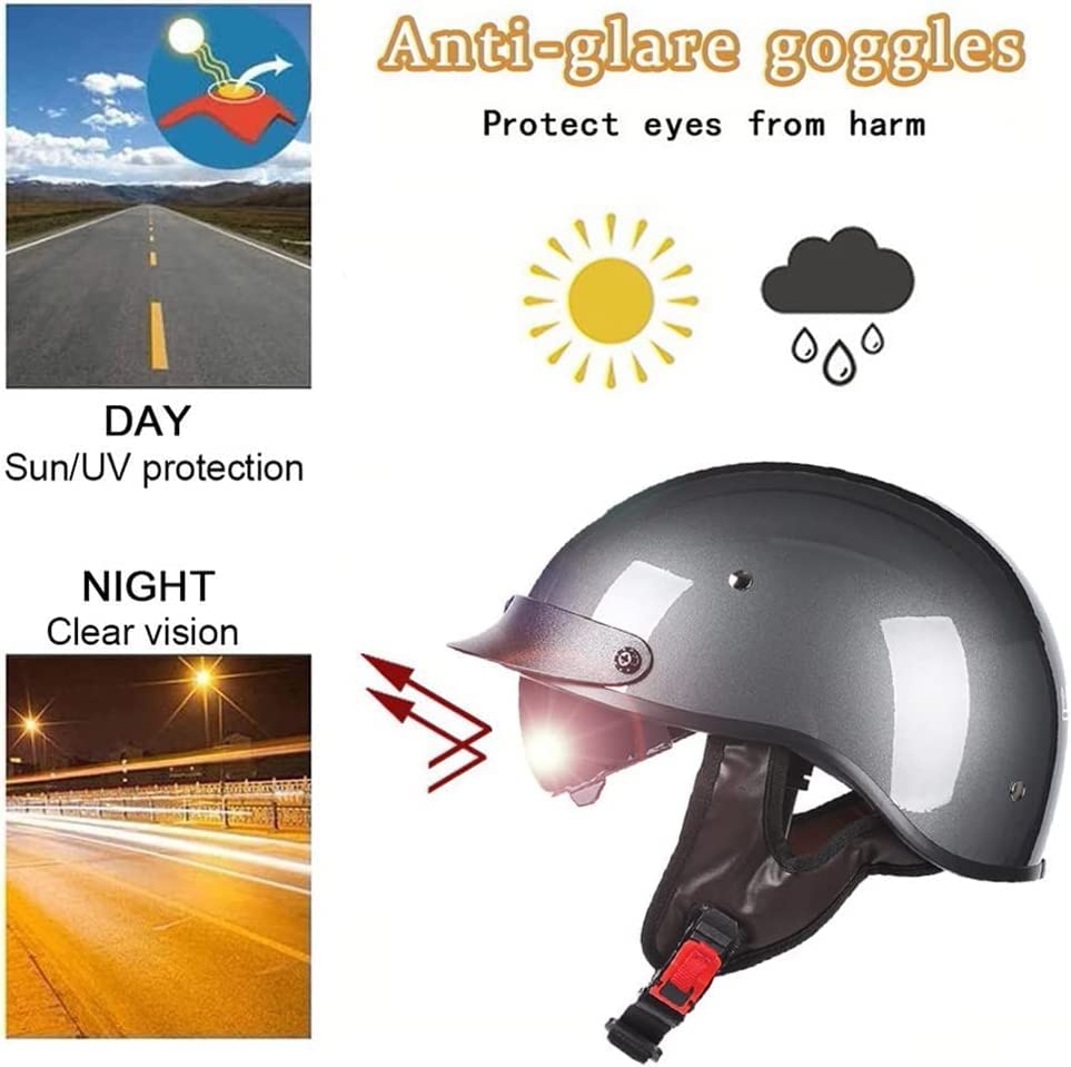 Halbschalenhelm Mit Visier – ECE-genehmigt, ABS-Material, Sonnenschutzlinse, Für Motorrad, Roller, Scooter