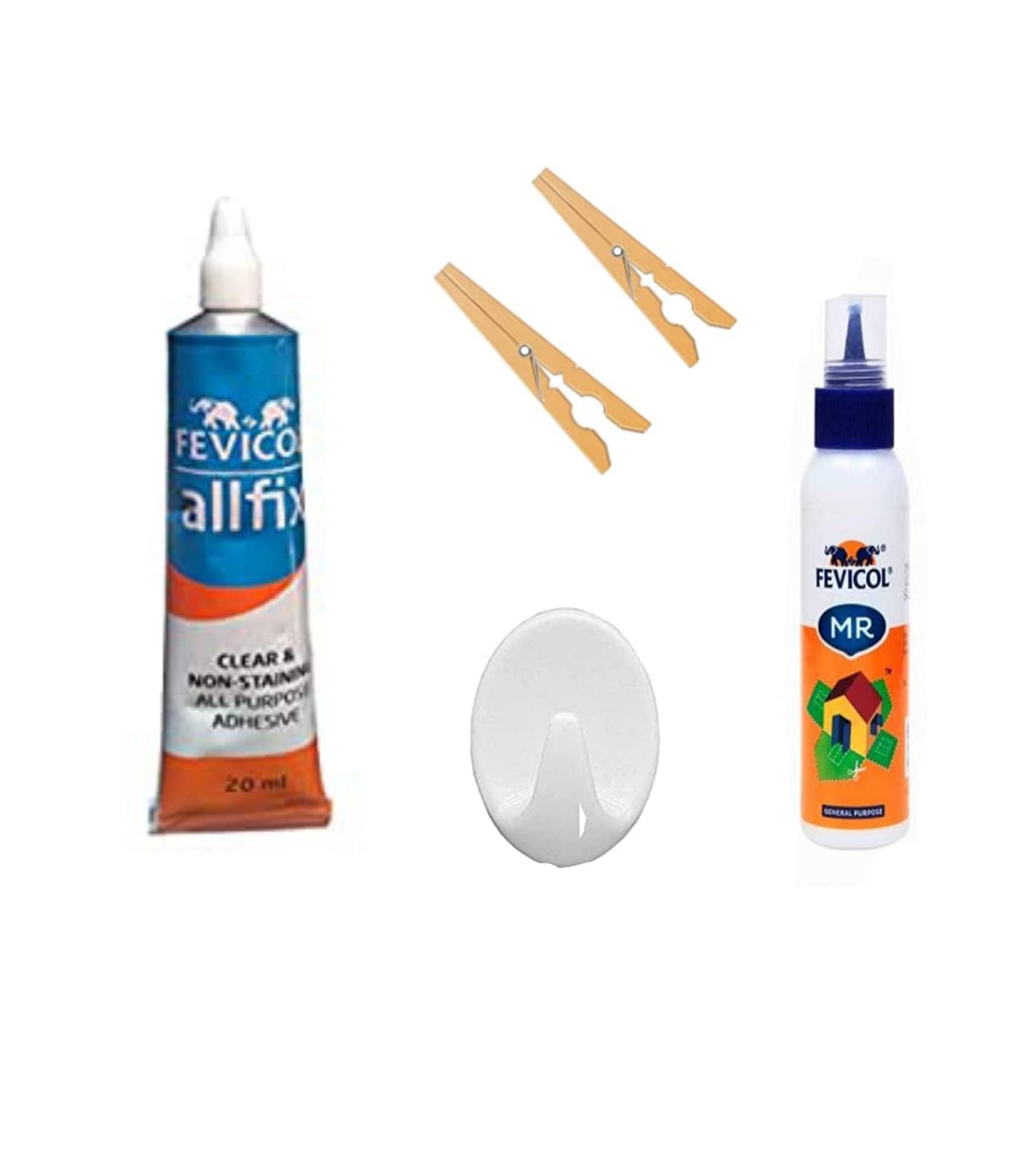 SMPH fevicol All Fix Glue PVC, PU, EVA Rapid Setting is Helpful for Repairing Footwear Material Such as Canvas, Leather (22 ml) With Fevicol Mr, Wall hook one Pieces Cloth Kelampur two pieces