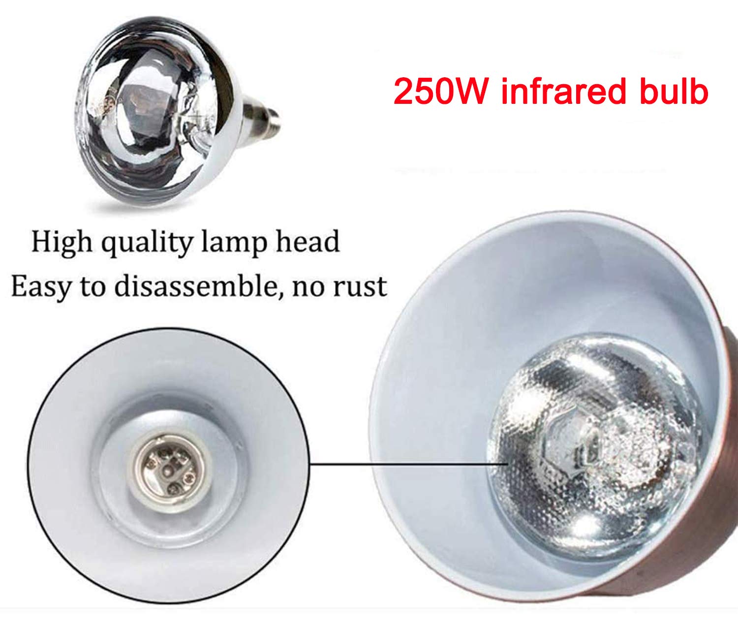 Lustre Cuisine Lampe Chauffante pour Restaurant, Lampe Chauffe-Plats Commerciale pour Réchauffer Les Aliments, Ampoule 250W et Abat-Jour 29cm, Acier Inoxydable, Lot de 2