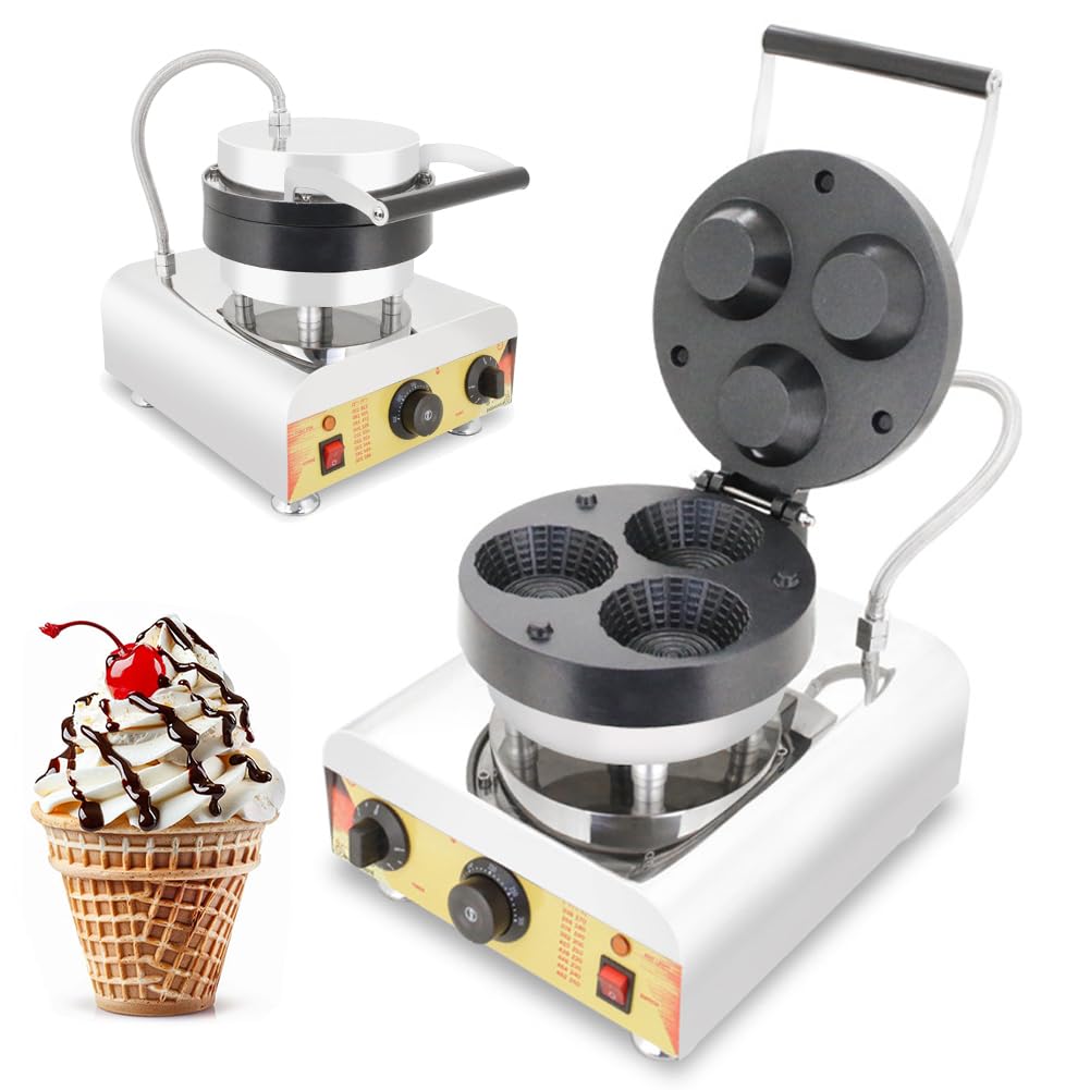 Macchina per Waffle a 3 Piastre, Macchina per Waffle a Ciotole da 1600 W con Controllo della Temperatura e Tempo Regolabile, Macchina per Waffle a Forma di Ciotola Commerciale, per,