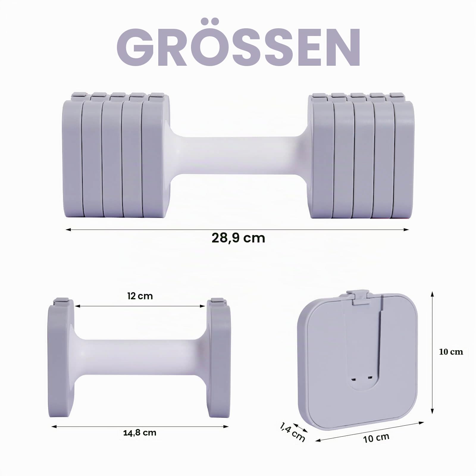 Verstellbare Hanteln, 10 kg (2 x 5 kg), wasserdicht und platzsparend, einfach zu verstellen, Gewichte und Hanteln, verstellbare Gewichte, ideal für das Training zu Hause