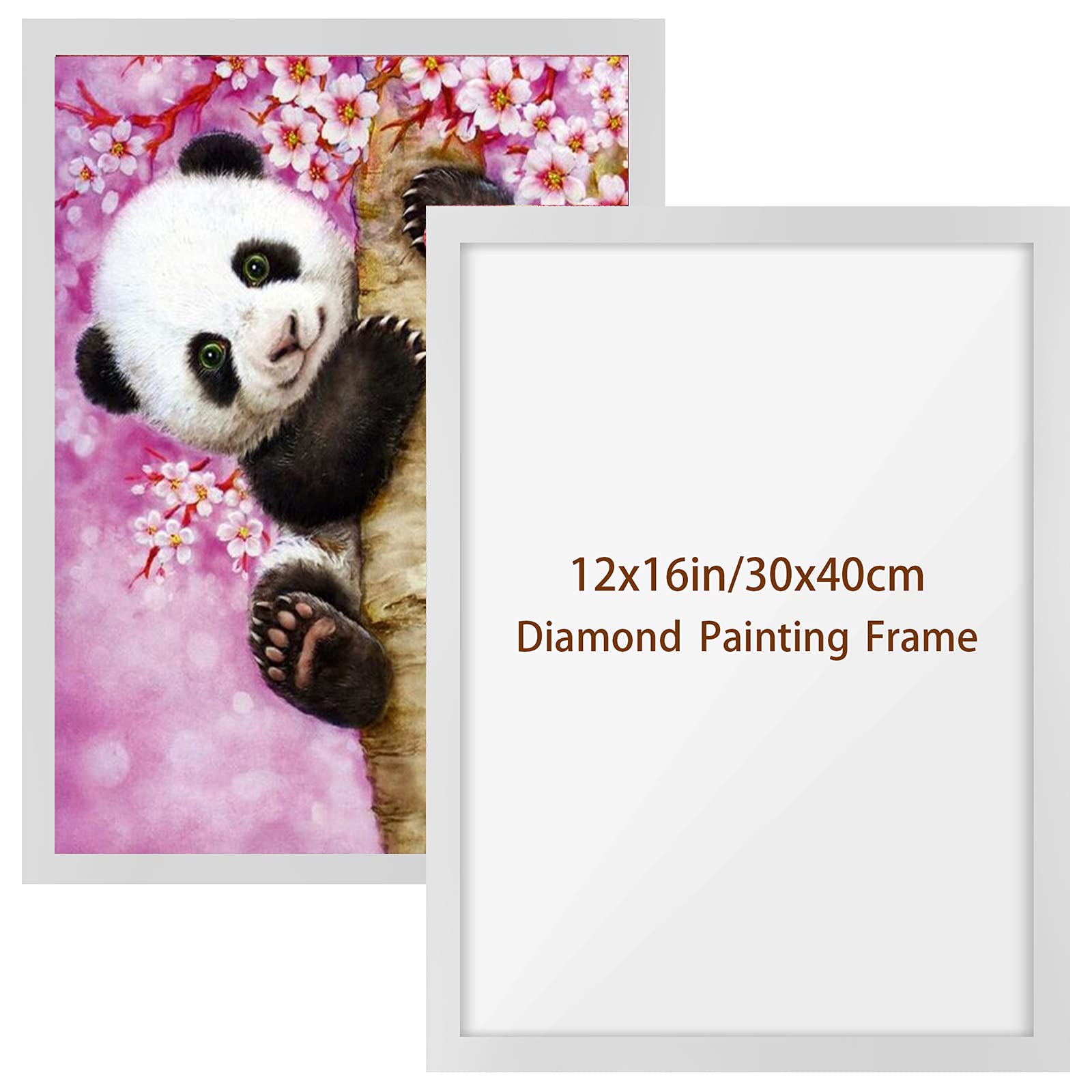 MXJSUADiamond Painting Frames Magnetic Photo Frame for 5D Diamond Painting, Fit 30x40 cm Canvas Size Painting, Posts or Photos, Diamond Picture Accessories with HD PVC Cover for Wall (2 Pack, Silver)