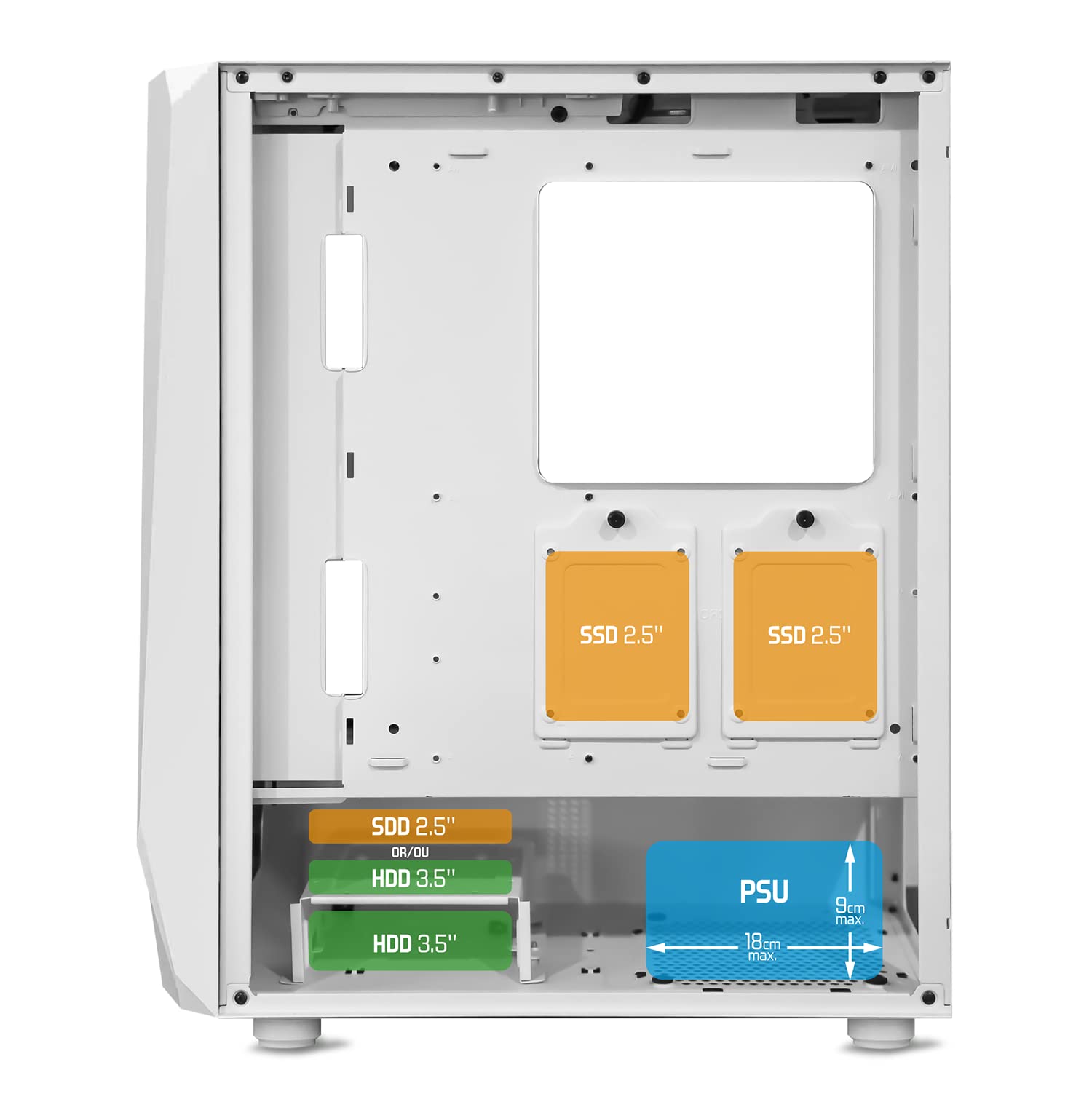 Spirit Of Gamer - INFINITY ARTIC | Case PC Gaming ATX Bianco | Case Mid Tower RGB con Pareti Laterali in Vetro Temperato | Compatibile con ATX, Micro ATX, ITX | 2 Ventole per PC da 120 mm con 1 ARGB