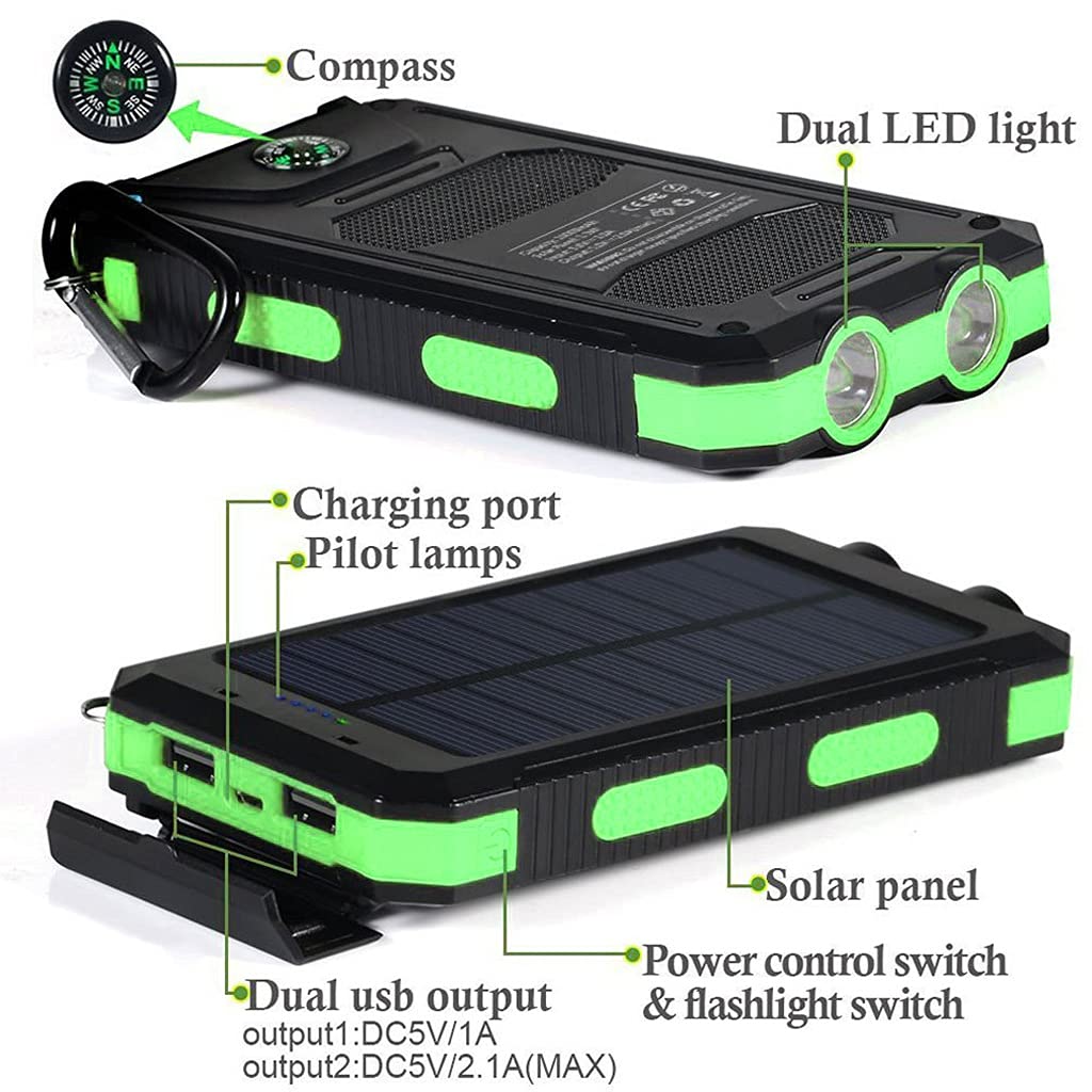 Solar 20000mAh Solar USB Puerto externo para Smartphone con luz LED