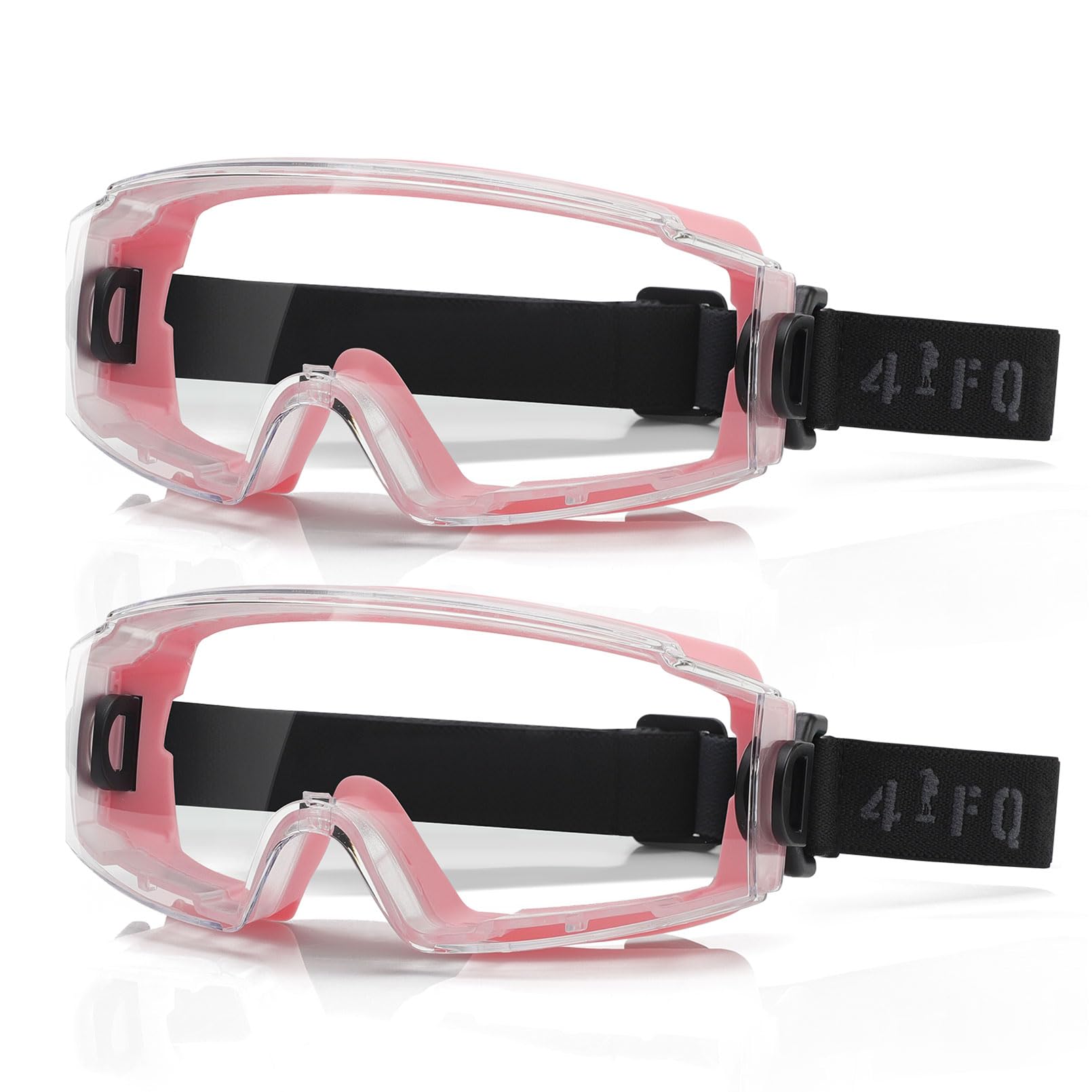 4-FQ Anti Fog Safety Goggles Over Glasses, ANSI Z87.1 Certified Eye Protection for Chemistry Lab Work & Industrial Use - Wide Vision Clear Lens -