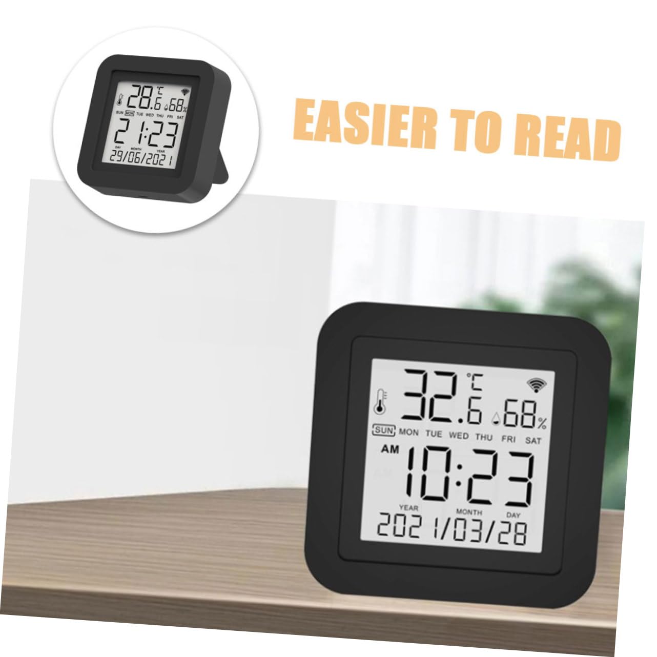 TOYANDONA Igrometro Multifunzione con Display Termometro e Ufficio Monitoraggio Temperatura e Umidità per Cameretta e Garage Controllo Facile e