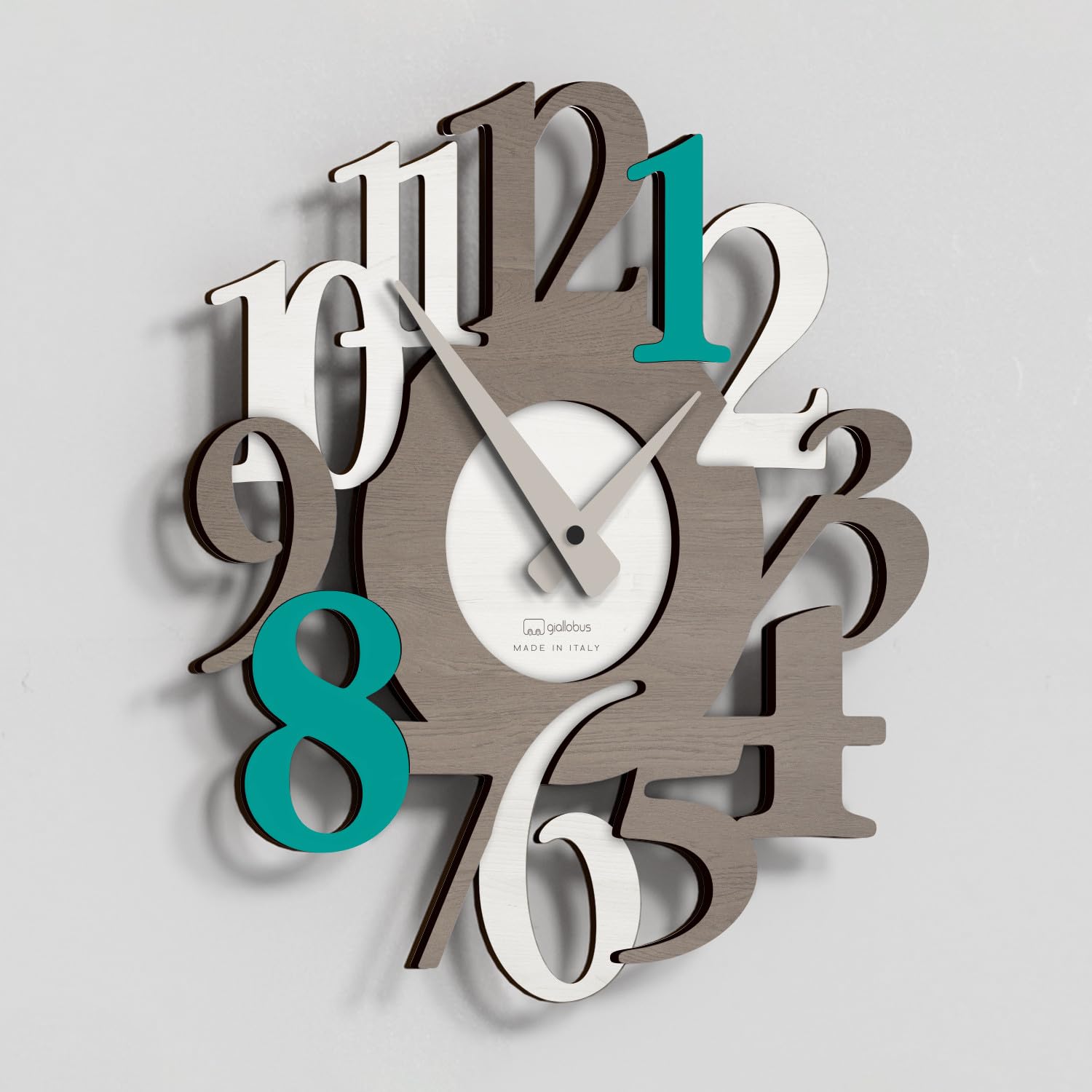 Giallobus - Orologio Bilay - Carved - Legno Mdf - Premium 60x60cm - 11 - Boat - Artigianale Made in Italy - Silenzioso - Idea regalo - Moderni doppio livello