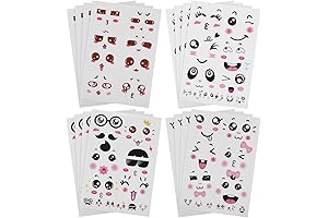 Bluecell 16Pcs Cute Cartoon Easter Egg Face Stickers With Eyes Nose Mouth