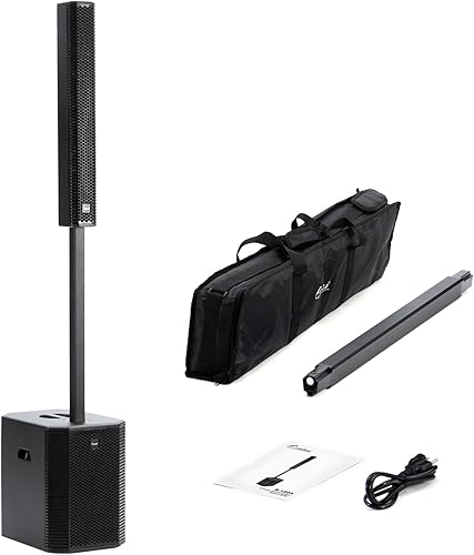 EXOTON S-1203 Sistema portátil PADJ de columna de matriz de línea con subwoofer alimentado de 12 pulgadas, TWS Bluetooth, DSP, bolsa de transporte