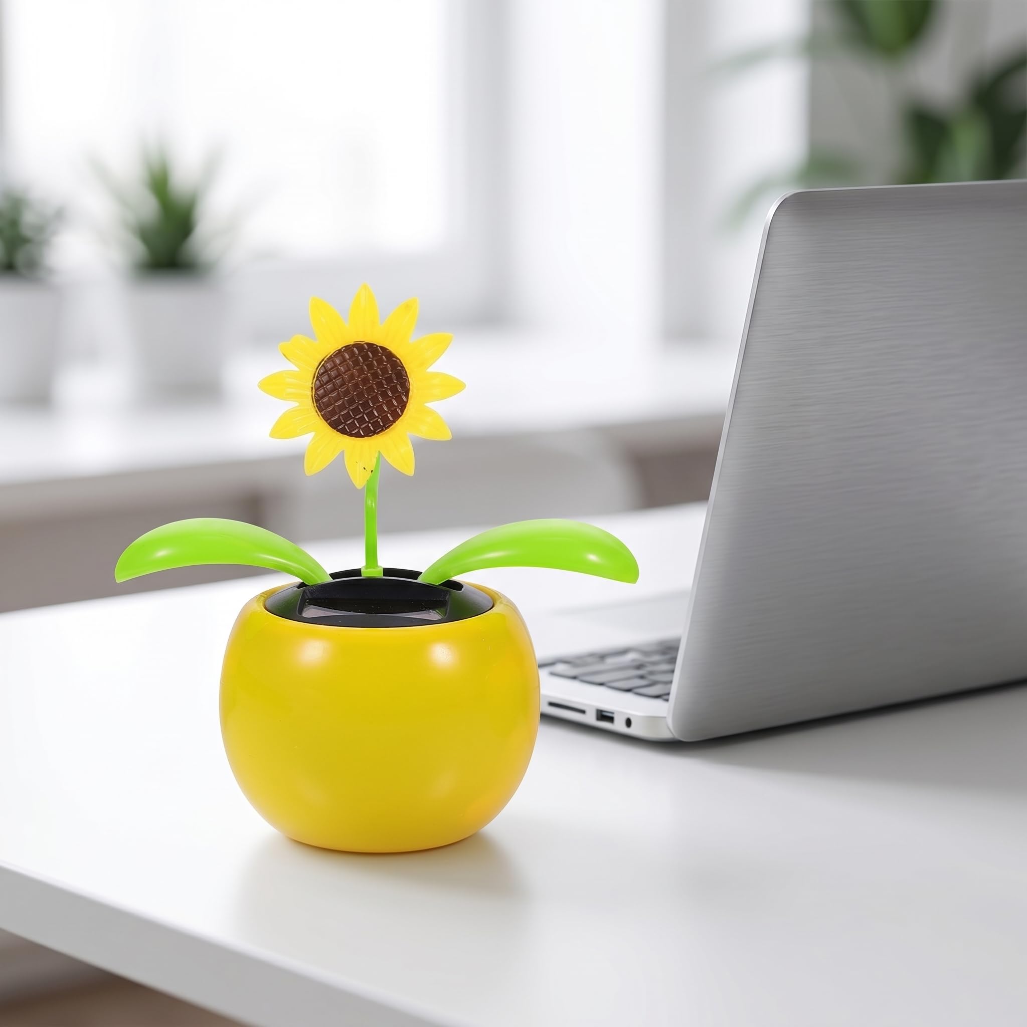 Toyvian Solarbetriebene Tanzende Sonnenblume Auto Armaturenbrett Dekoration 11.00X7.00X7.00Cm Innenraum Ornamente Energiesparende Auto-Innendekoration