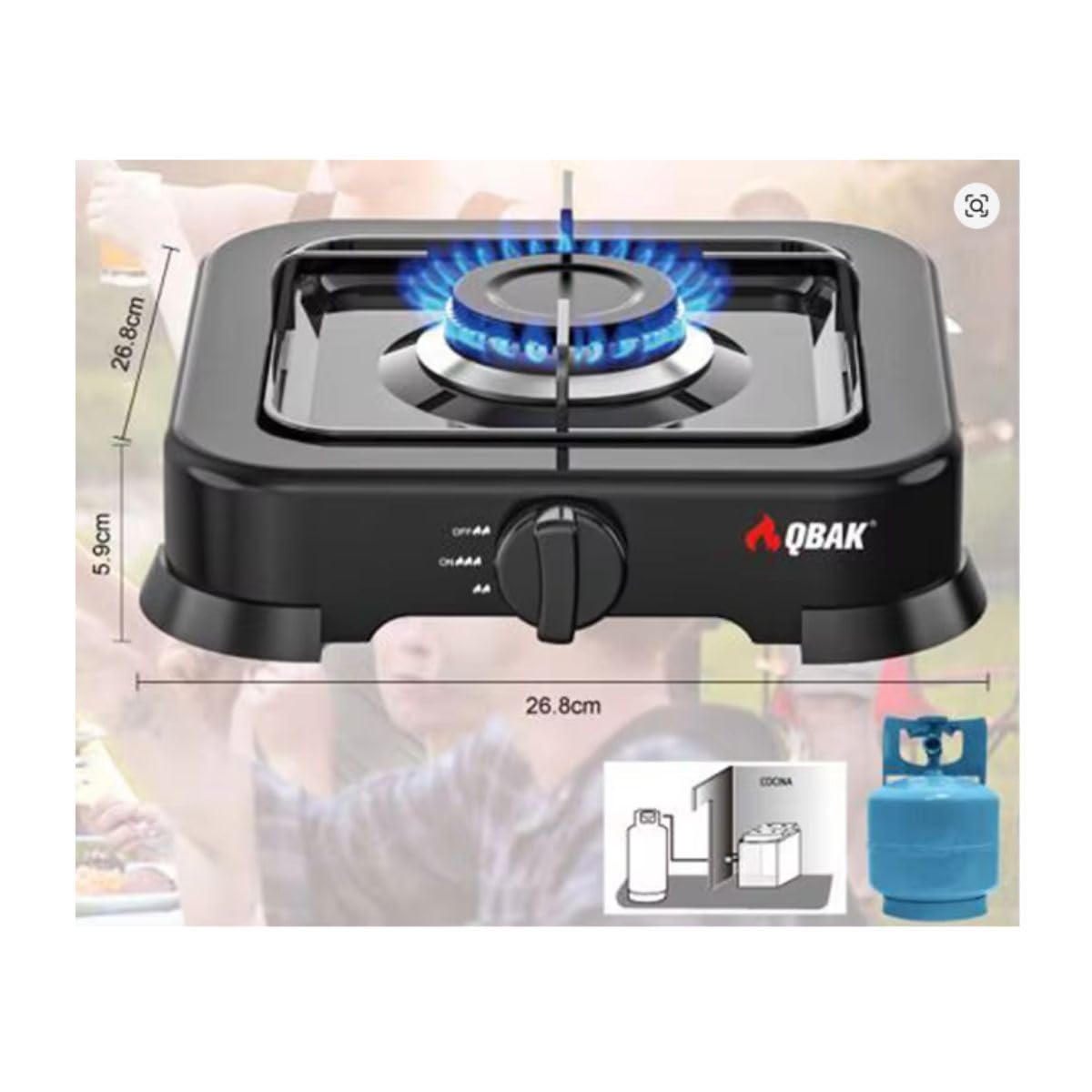 XHC BRICO - Hornillo de Gas Portátil - Uso al Aire Libre, Camping, Cocina Ventilada - Uso Exclusivo con Bombona de Gas Propano o Butano