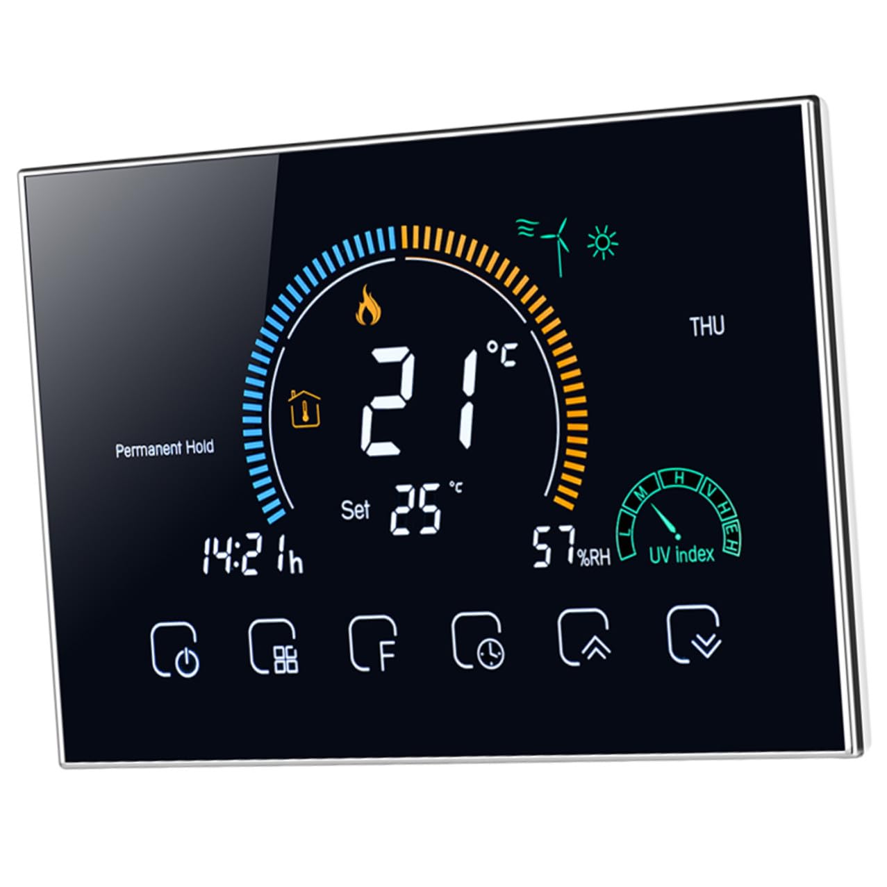 Drahtloser Intelligenter Temperaturregler mit WLAN und Touchscreen Schwarz