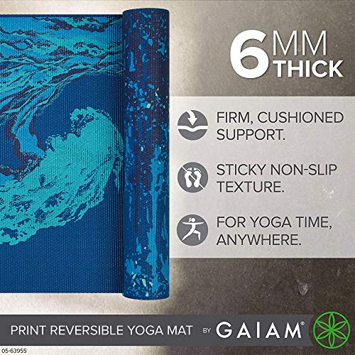 Gaiam Yoga Mat - Premium 6mm Print Reversible Extra Thick Non Slip Exercise & Fitness Mat for All Types of Yoga, Pilates & Floor Workouts (68" x 24" x 6mm Thick) - Image 4