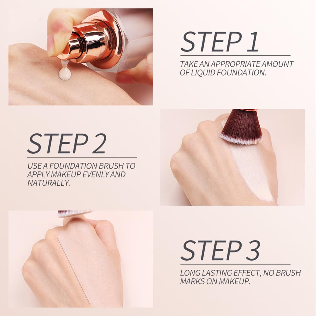 2 Pezzi Pennello Fondotinta, Pennelli Trucco con Punta Piatta per Lucidare, Applicare Fondotinta, Arrossire, Contouring Creme