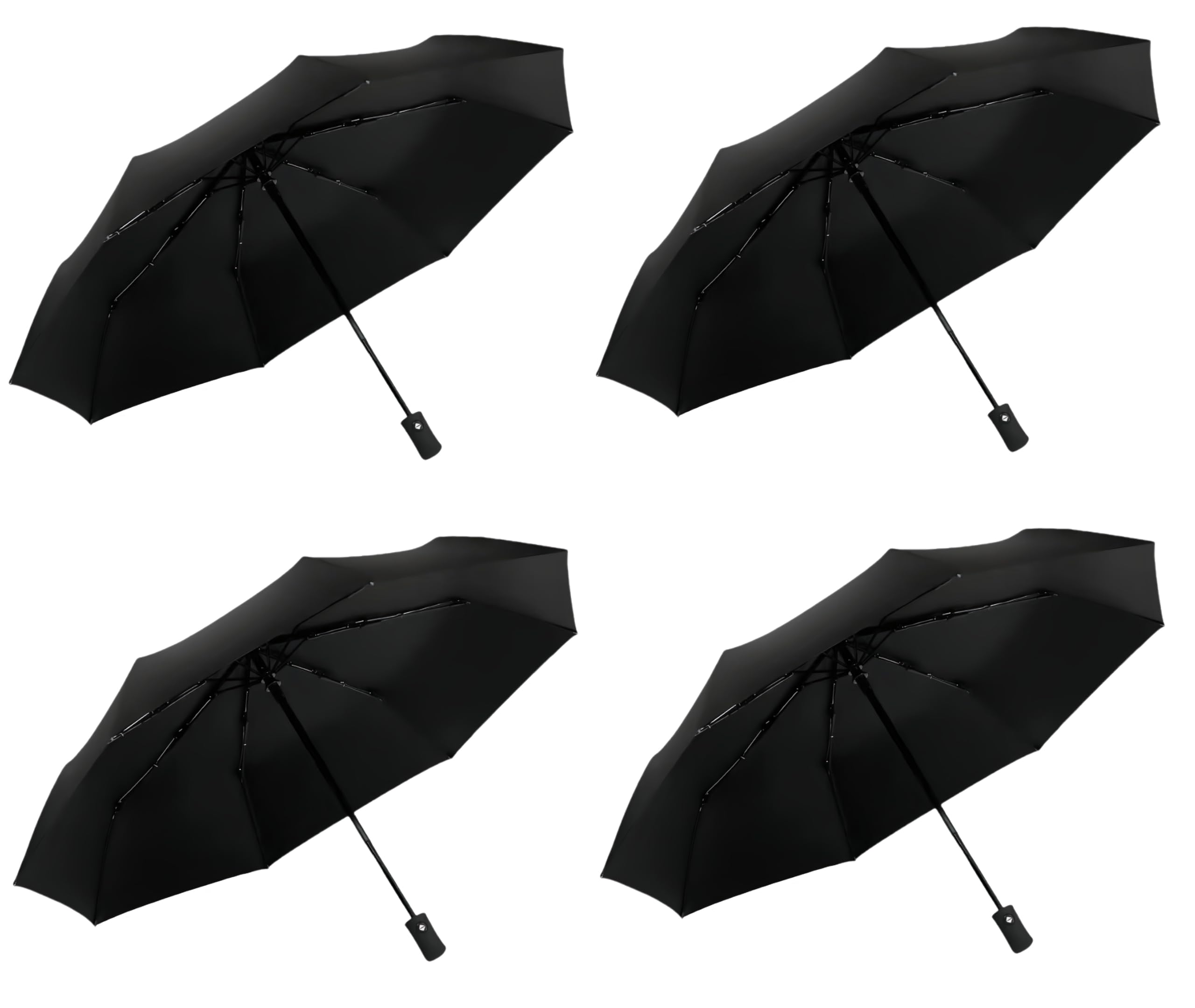 Gadgetking Men & Women 8 Ribs Stormproof Automatic Strong Folding Windproof Umbrella Black Lightweight Travel Compact Auto Ladies Gents Strong Small Fits In Handbags (4 x Black Compact Auto)