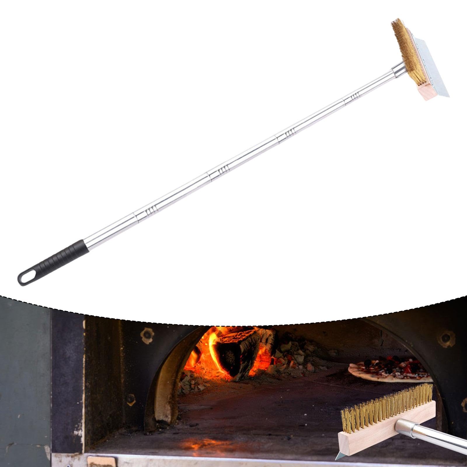 Cepillo para Horno de Pizza con Brocha de Cobre Profesional Mango Largo Herramienta Eficiente para Limpieza de Hornos Y Asadores Adecuado para Cocina, 2,0 m
