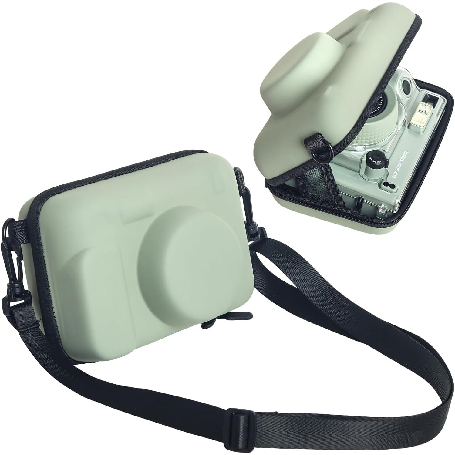 ZIKKON Protective Case for Fuji-Film Insta-x Wide 400/300/210/LOMO Instant Camera, Universal Wide Hard Shell Carrying Case with Removable Adjustable Strap - Green-image-25
