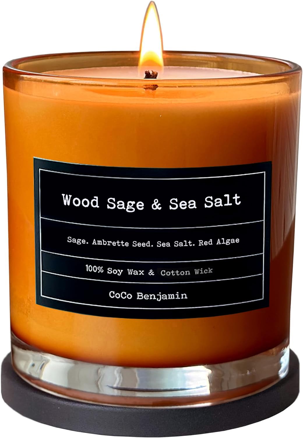 100% Soy, Highly Scented, Hand Poured Soy Candle (Wood Sage & Sea Salt)