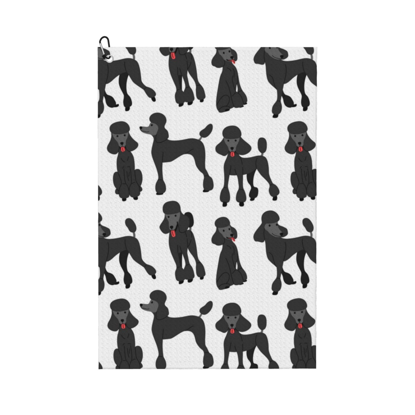 Hnnkloy Funny Poodle, 16x24 in Portable Waffle Golf Towels with Carabiner Clip for Golf Bag