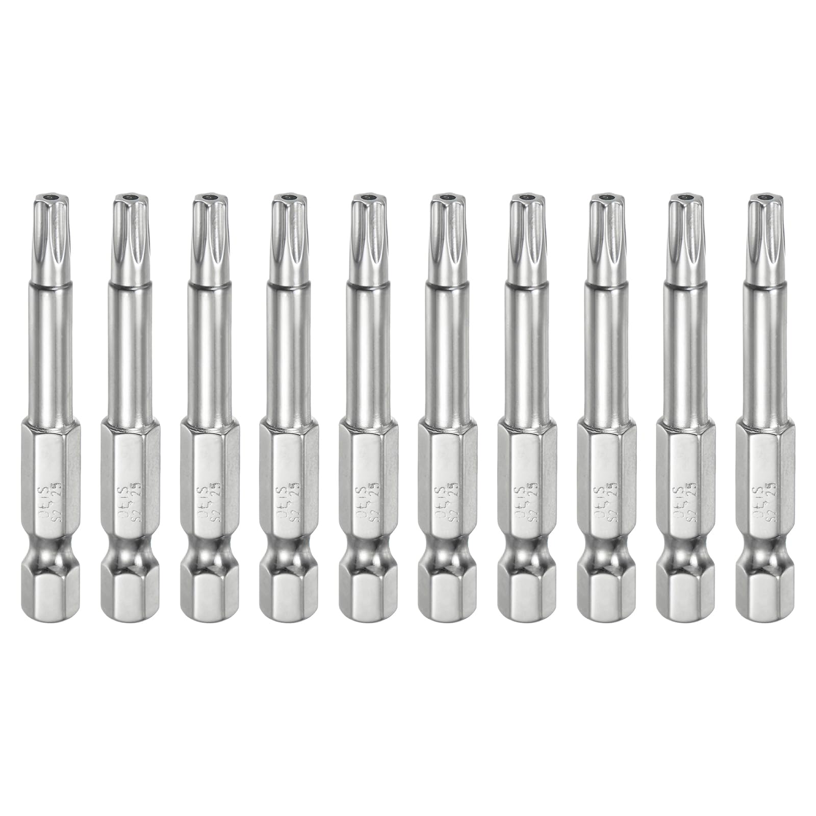 10pcs T25 Security Torx Bit 1/4" Hex Shank 2" Long S2 Steel Magnetic Tamper Resistant Star Bits Screwdriver Torx Head with Hole for Driver Drill Bit Remove Fastening Screws