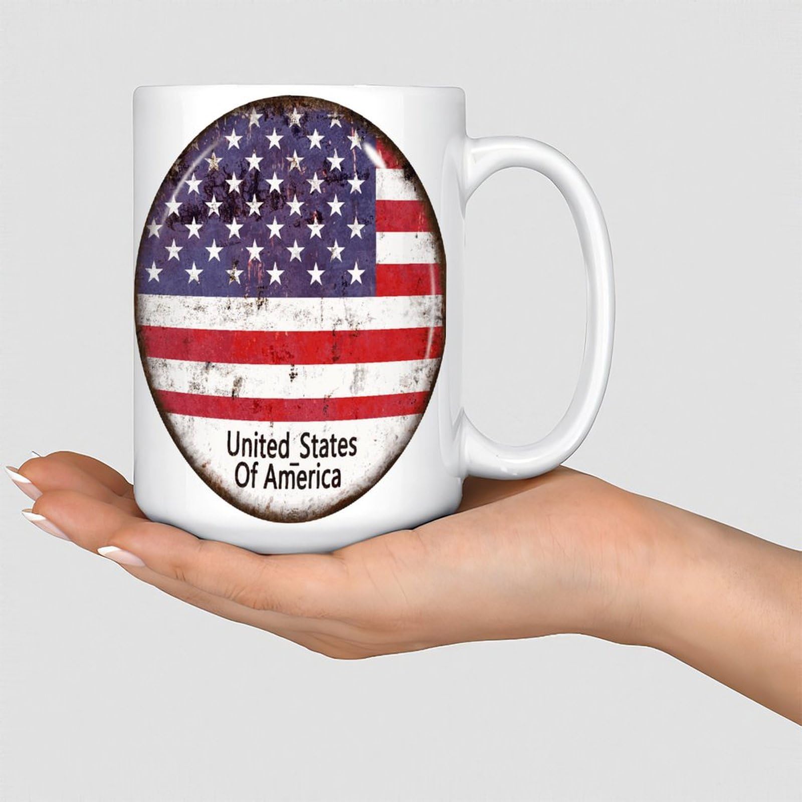 Wodevor United_States of America Coffee Mugs 15oz National Flag Nautical Gifts Cute Coffee Tea Mug Gag Xmas Present Idea from Daughter Son Kids Ceramic White