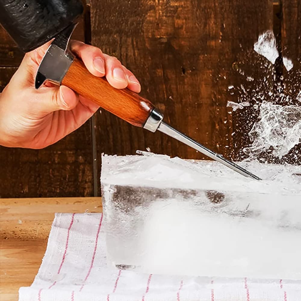 Rompighiaccio Portatile da 17 cm in Stile Giapponese con Manico in Legno per Bar, Cucina, Picnic, Campeggio