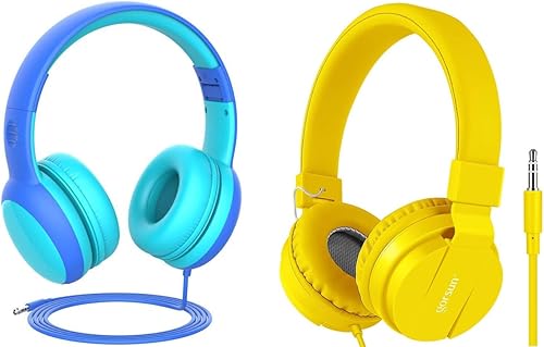 gorsun Auriculares para niños con volumen limitado, auriculares para niños y niñas, auriculares para niños sobre la oreja, auriculares con cable