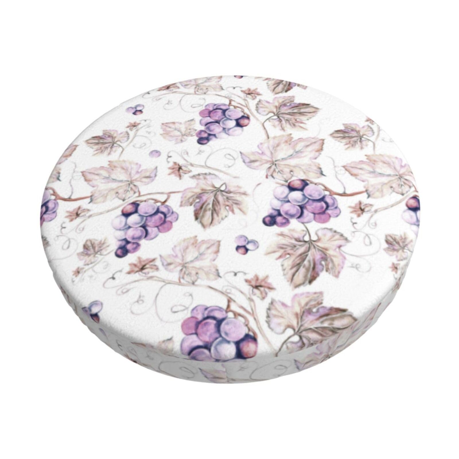ACVnbm Beautiful Grape Leaves Print Round Bar Chair Cushion Cover, Elastic Chair Protector For Kitchen Bar Dining