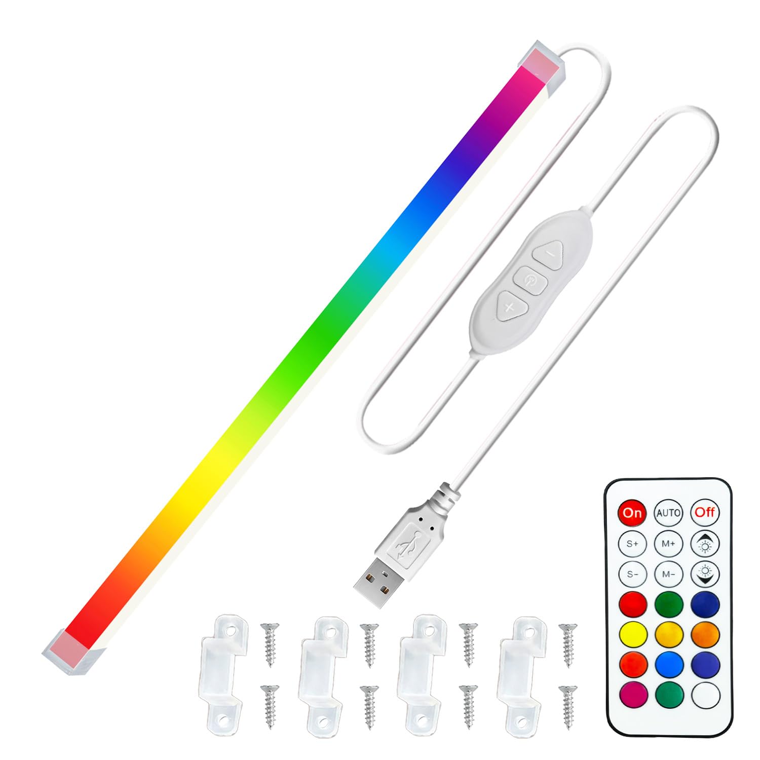 MDee Under Cabinet LED Strip Lights 5V, RGB COB LED Strips, 8W Colour Changing USB Strip Light with Remote, Dimmable, 800LM, Flexible, Ideal for TV, Cupboard, Wardrobe, Kitchen, Shelf, Closet, 0.6M