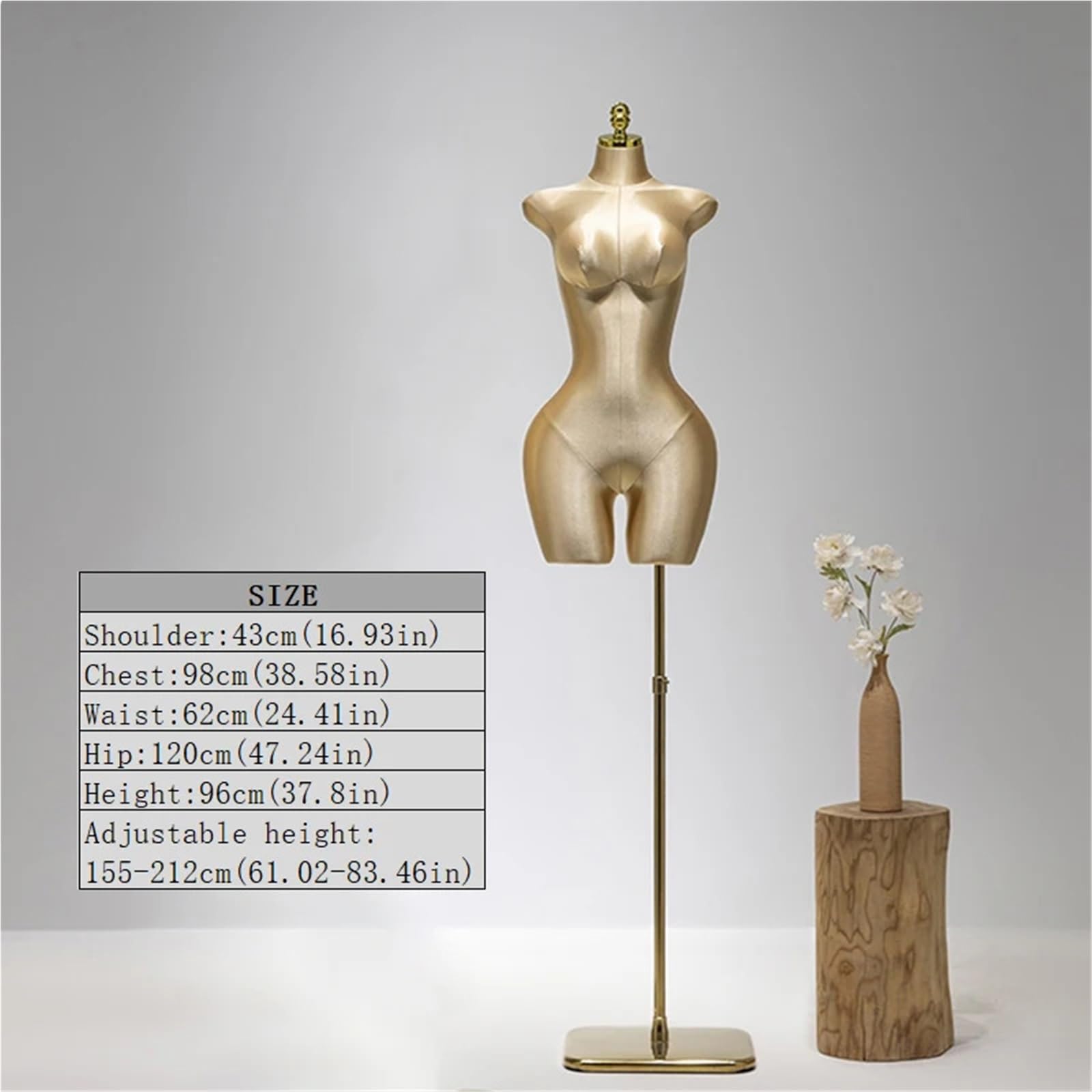 Schneiderpuppe Plus Size weibliche Schaufensterpuppe Körper Oberkörper große Gesäß Kleid Form Kleidung Pinning fähig(Brown)