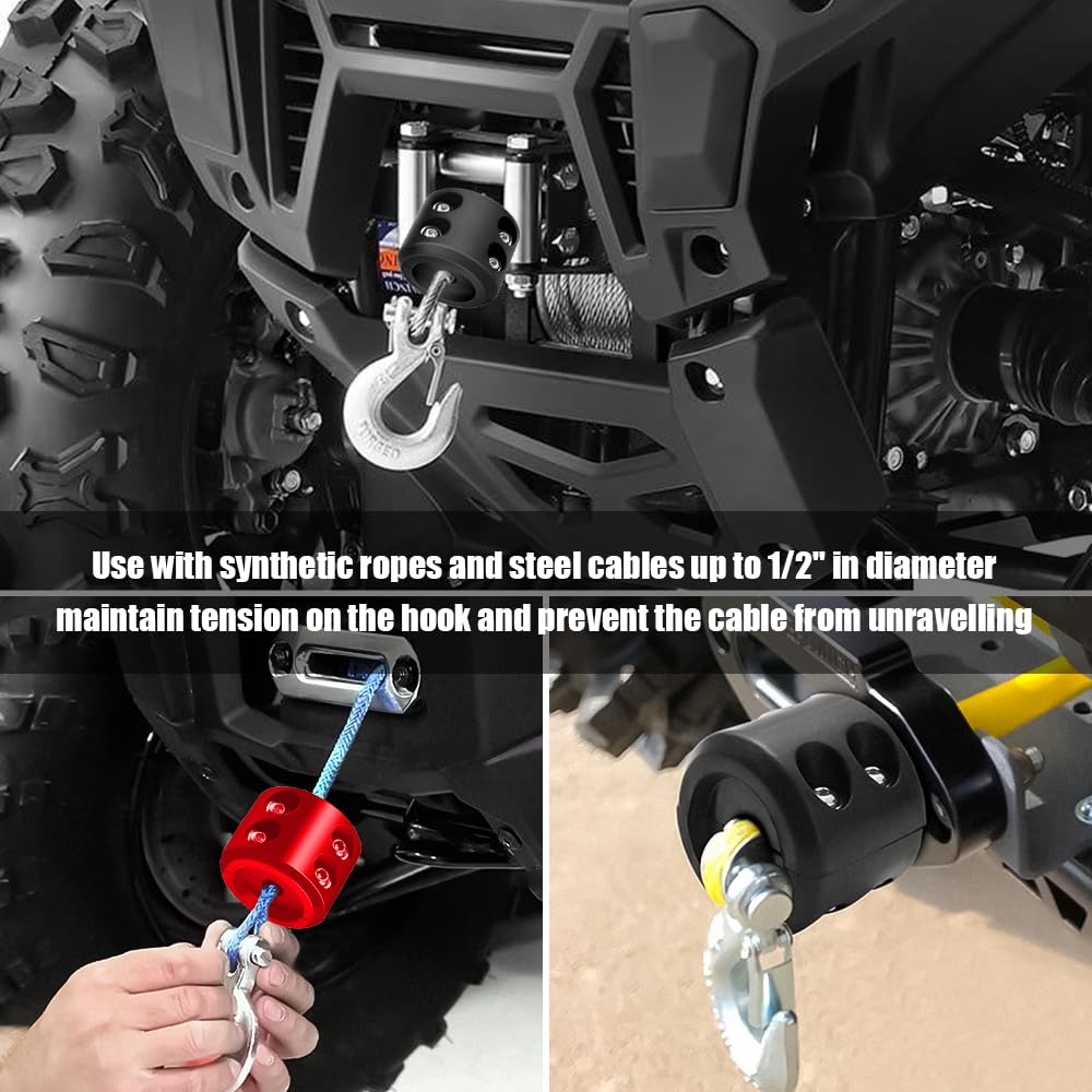 Udburd Tope de Gancho de cabrestante, 2pcs Cabrestante de Gancho de Cable Tapón Protector de Línea Resistente del Malacate tapón de Goma Apto para UTV ATV